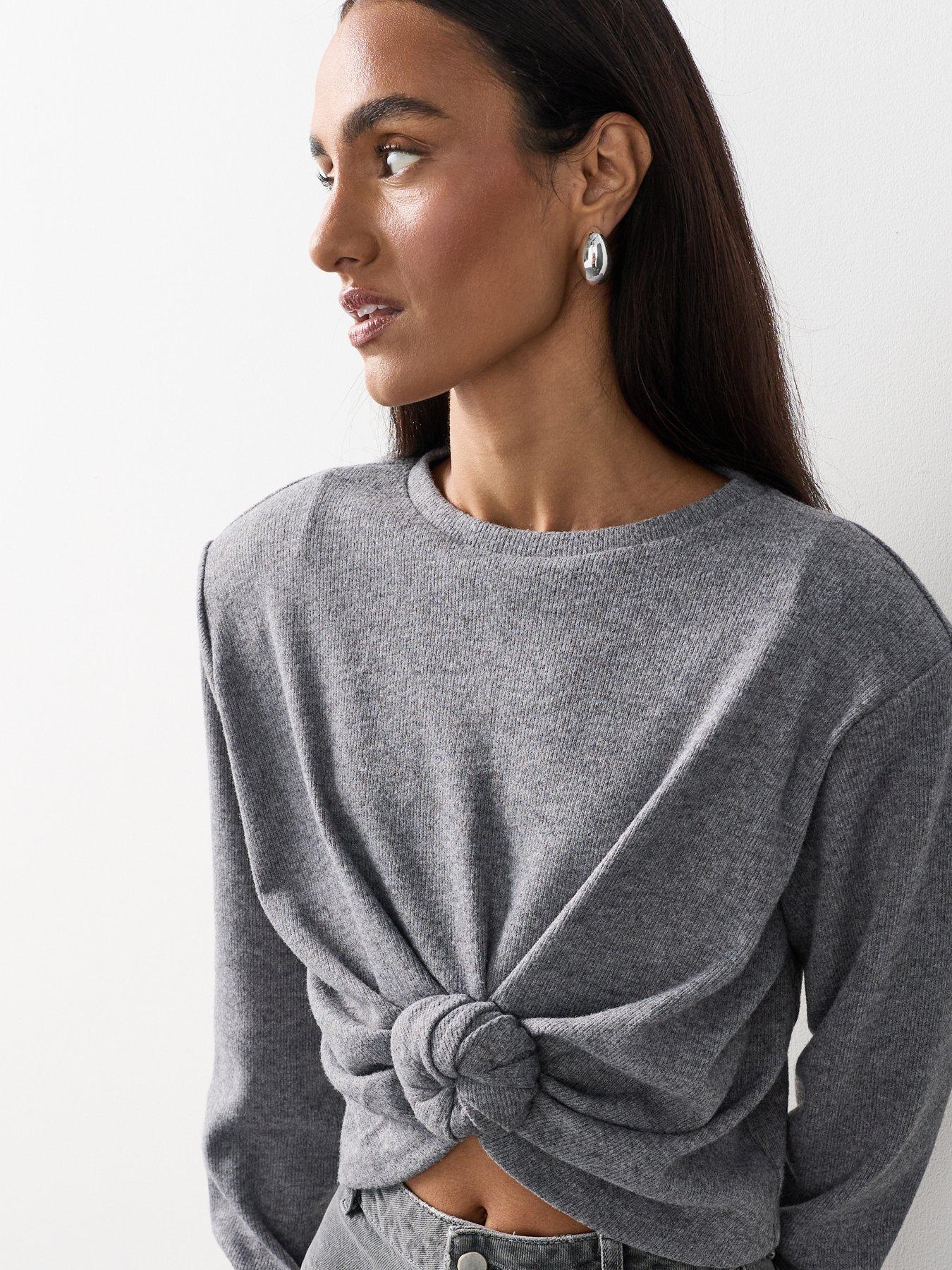 Image 5 of 7 of Michelle Keegan Knot Detail Structured Top - Grey