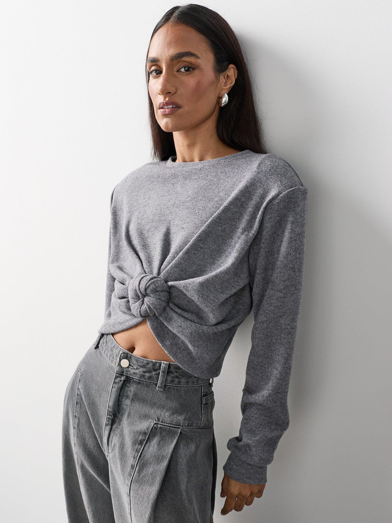Image 6 of 7 of Michelle Keegan Knot Detail Structured Top - Grey