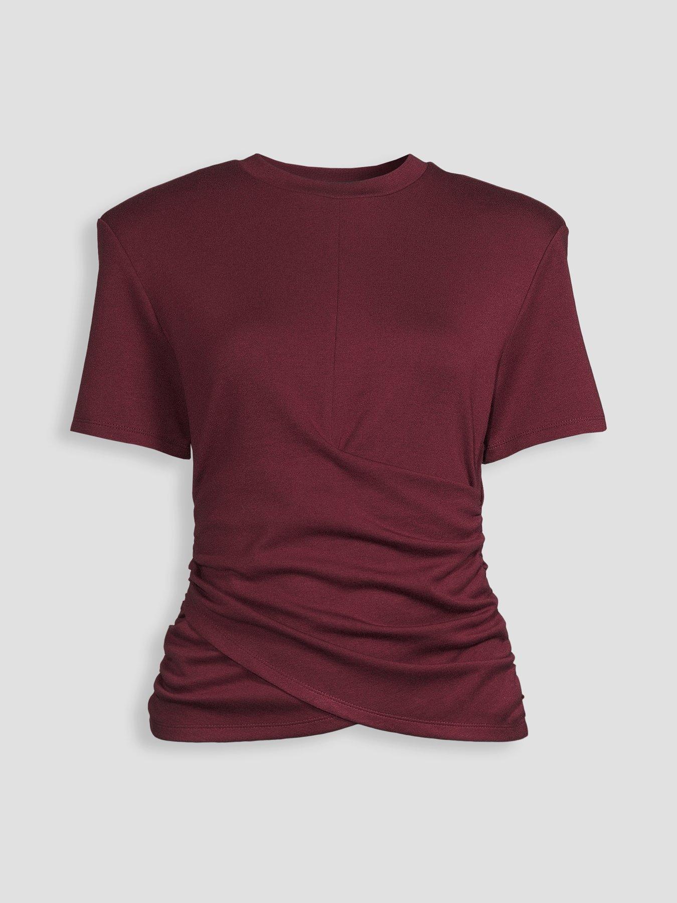 Image 6 of 6 of Michelle Keegan Structured Cinch Waist Top - Burgundy
