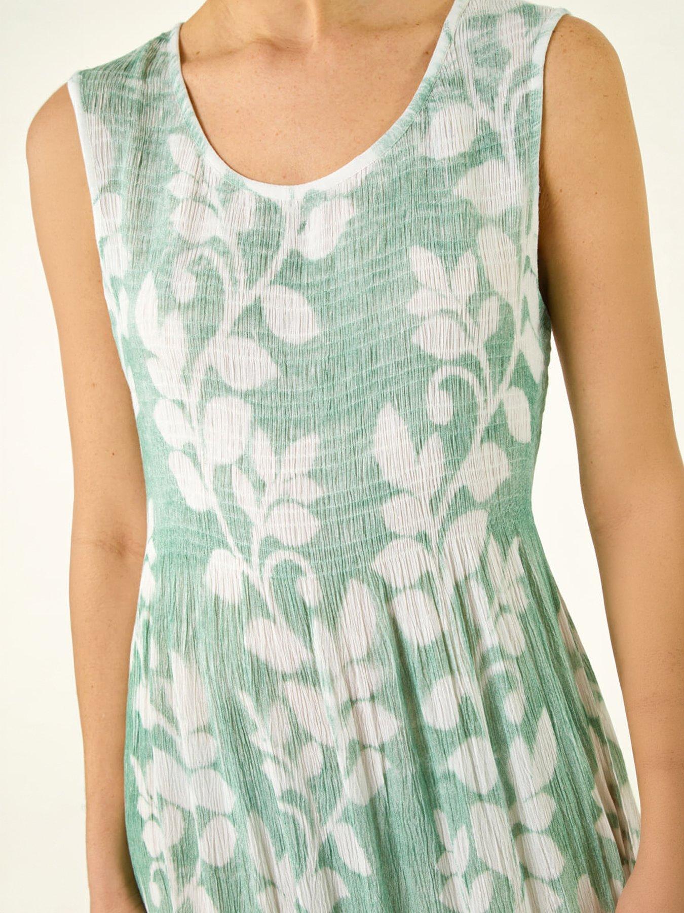 Image 2 of 5 of Roman Leaf Print Crinkle Dress