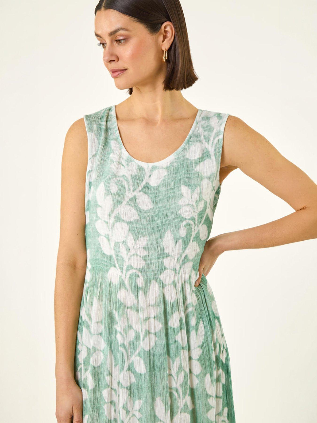 Image 3 of 5 of Roman Leaf Print Crinkle Dress