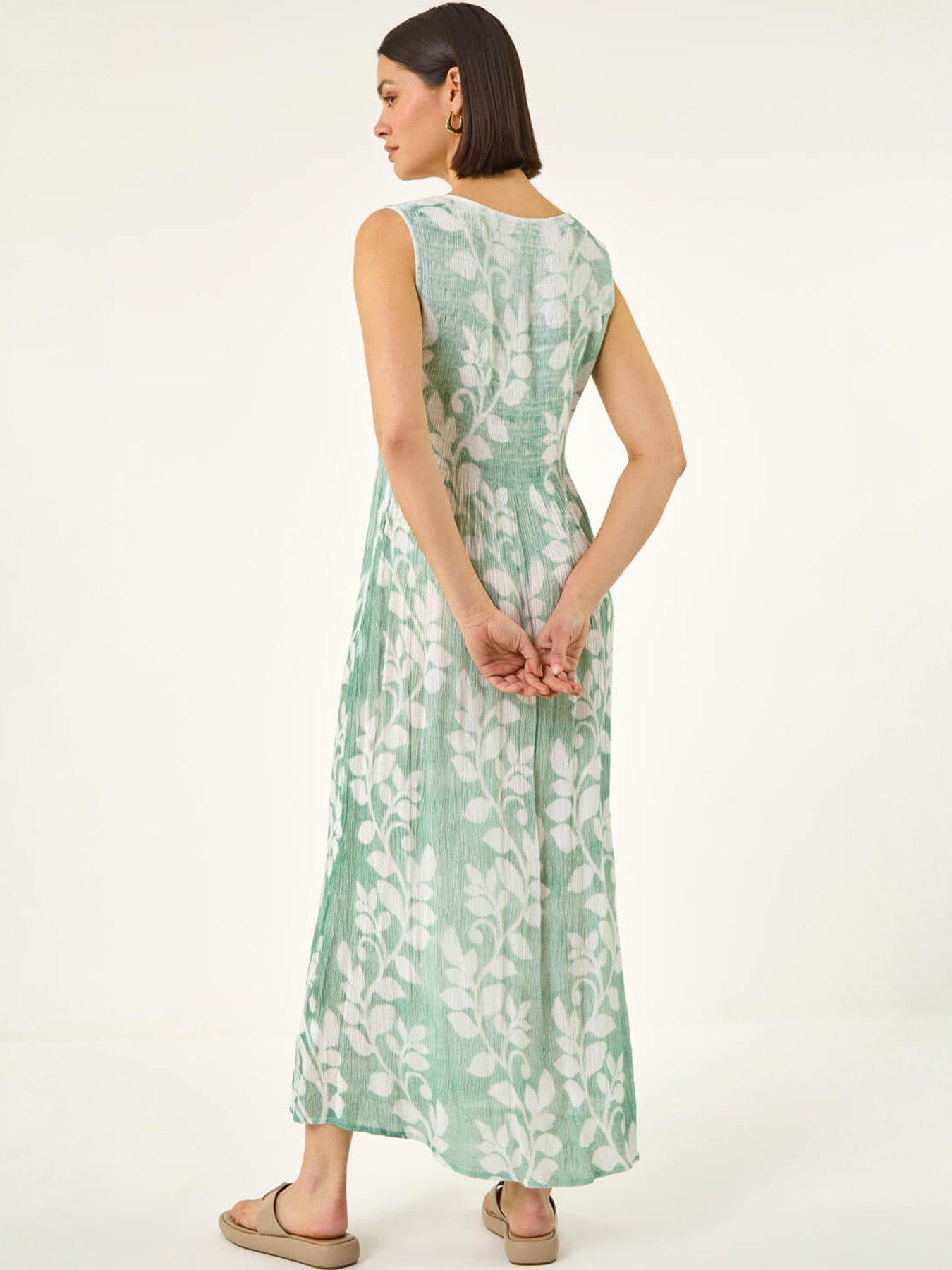Image 4 of 5 of Roman Leaf Print Crinkle Dress