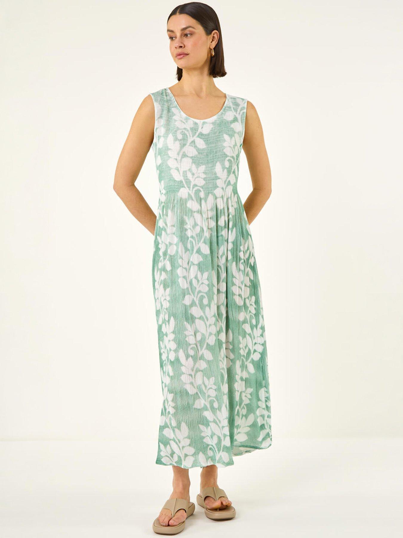 Image 5 of 5 of Roman Leaf Print Crinkle Dress
