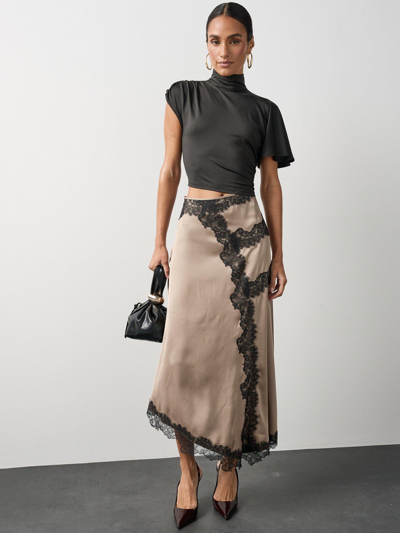 Michelle Keegan Lace Detail Hanky Hem Midaxi Dress - Multi