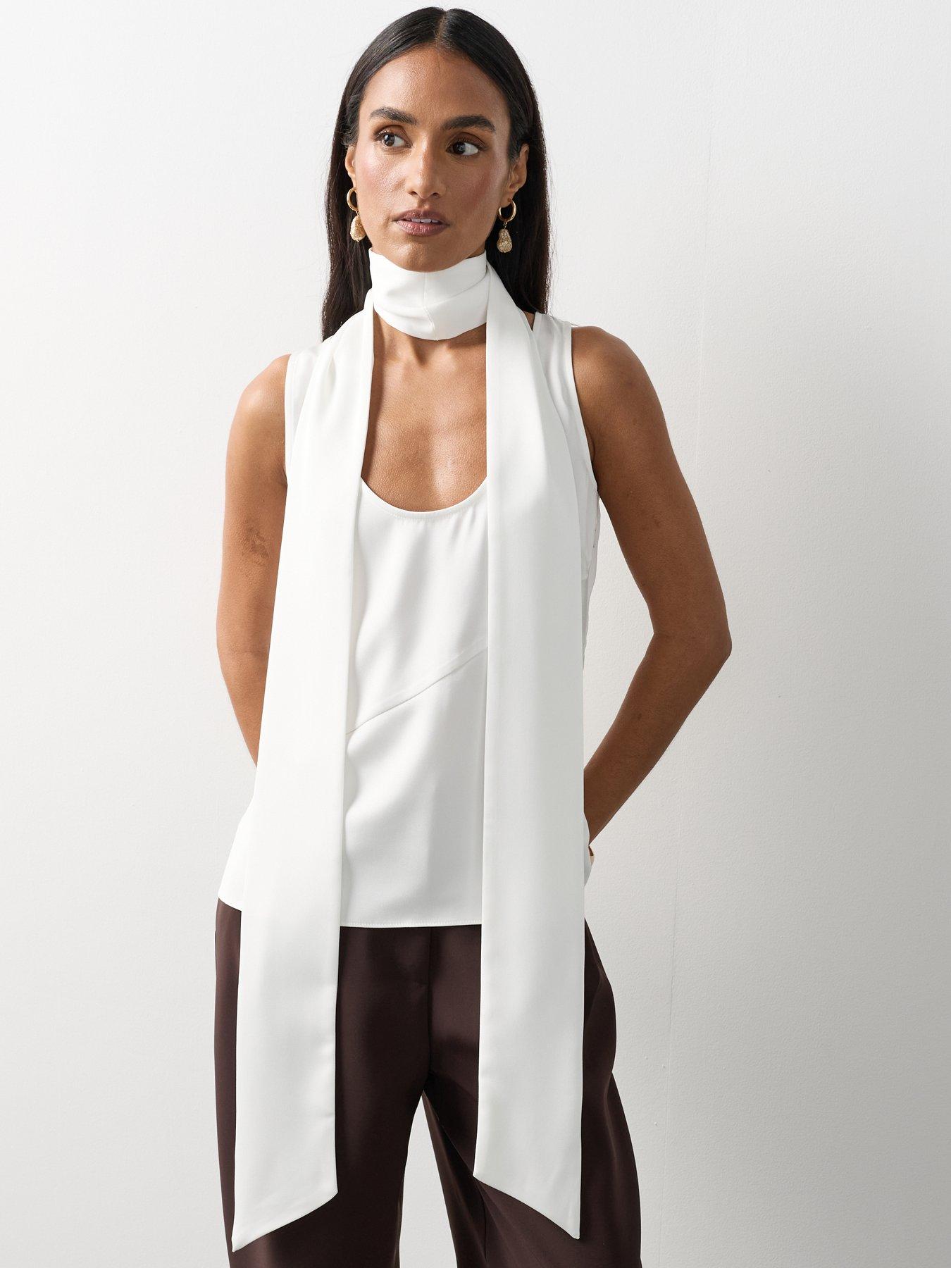 Image 5 of 6 of Michelle Keegan Scoop Neck Scarf Cami - Ivory