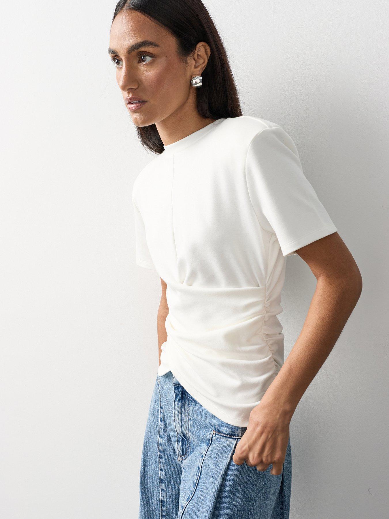 Image 1 of 7 of Michelle Keegan Structured Cinch Waist Top - Ivory