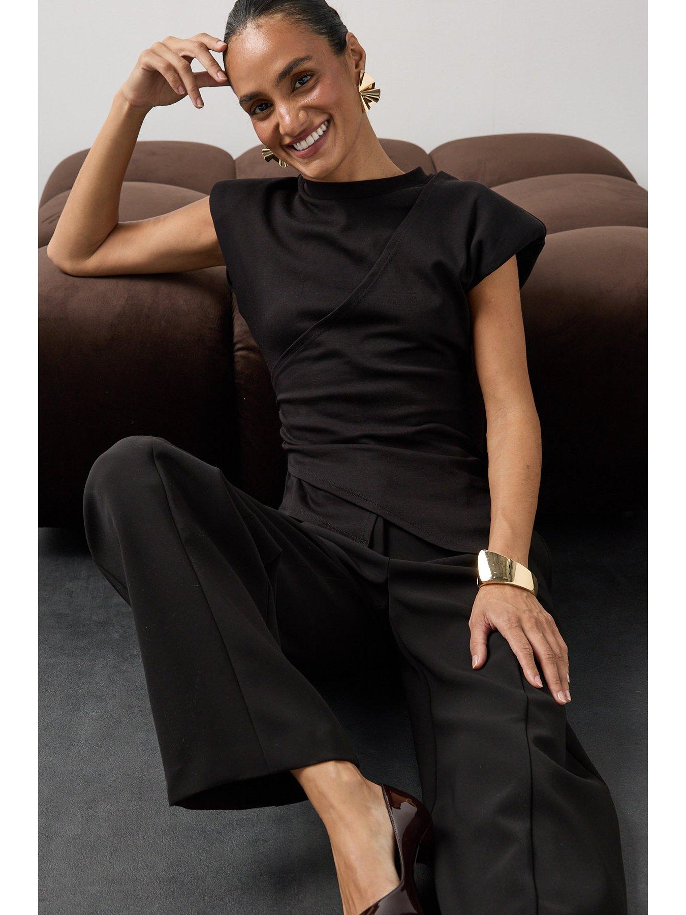 Image 1 of 7 of Michelle Keegan Structured Asymmetric Top - Black