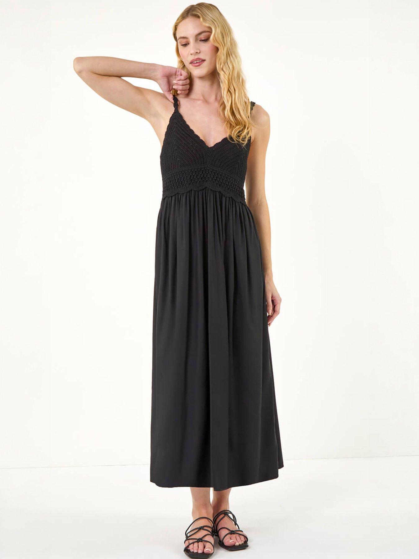 Roman Crochet Strappy Midi Dress