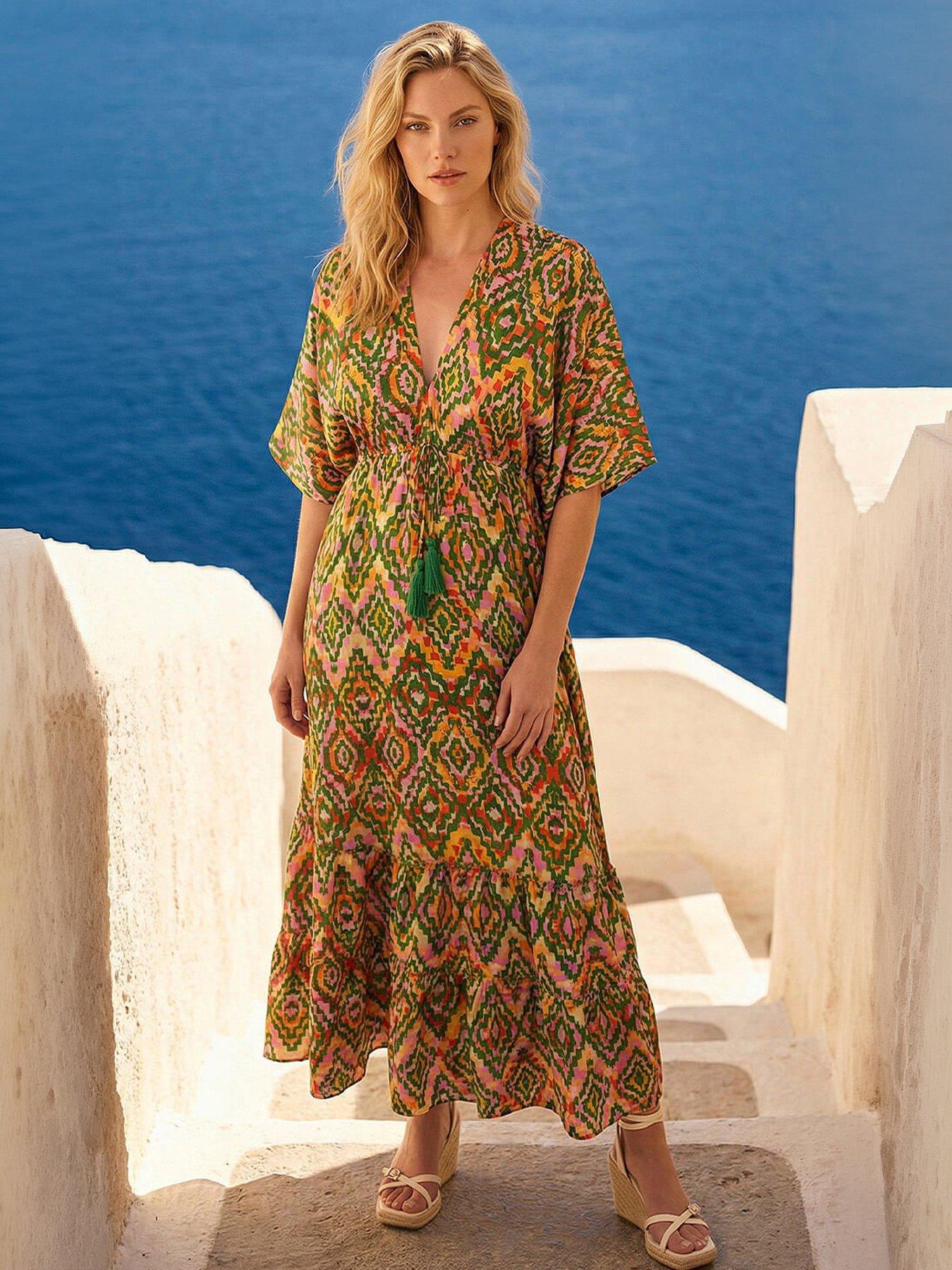 Image 1 of 4 of Roman Aztec Boho Maxi Dress