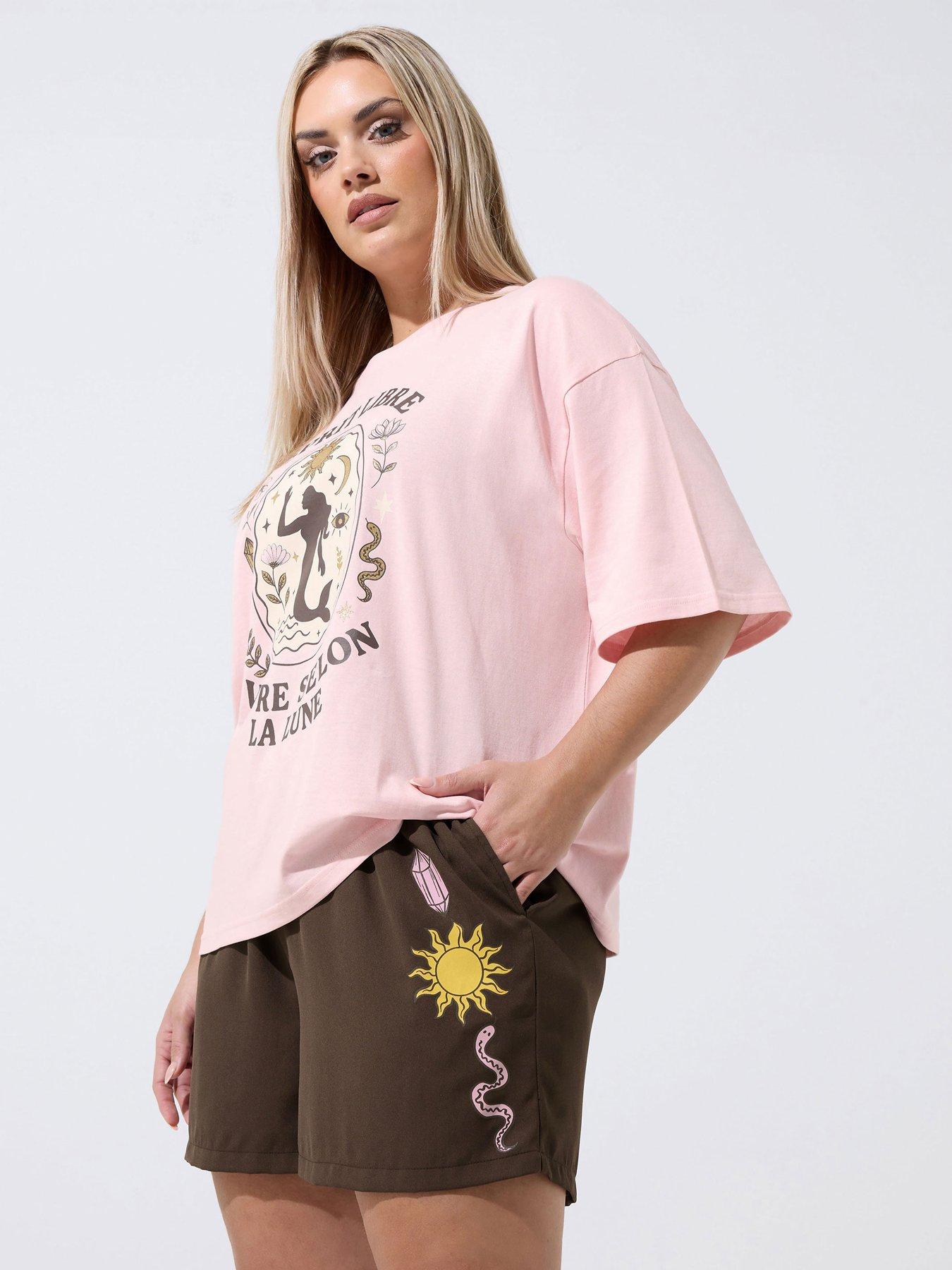 yours-curve-celestial-print-shorts-brownfront