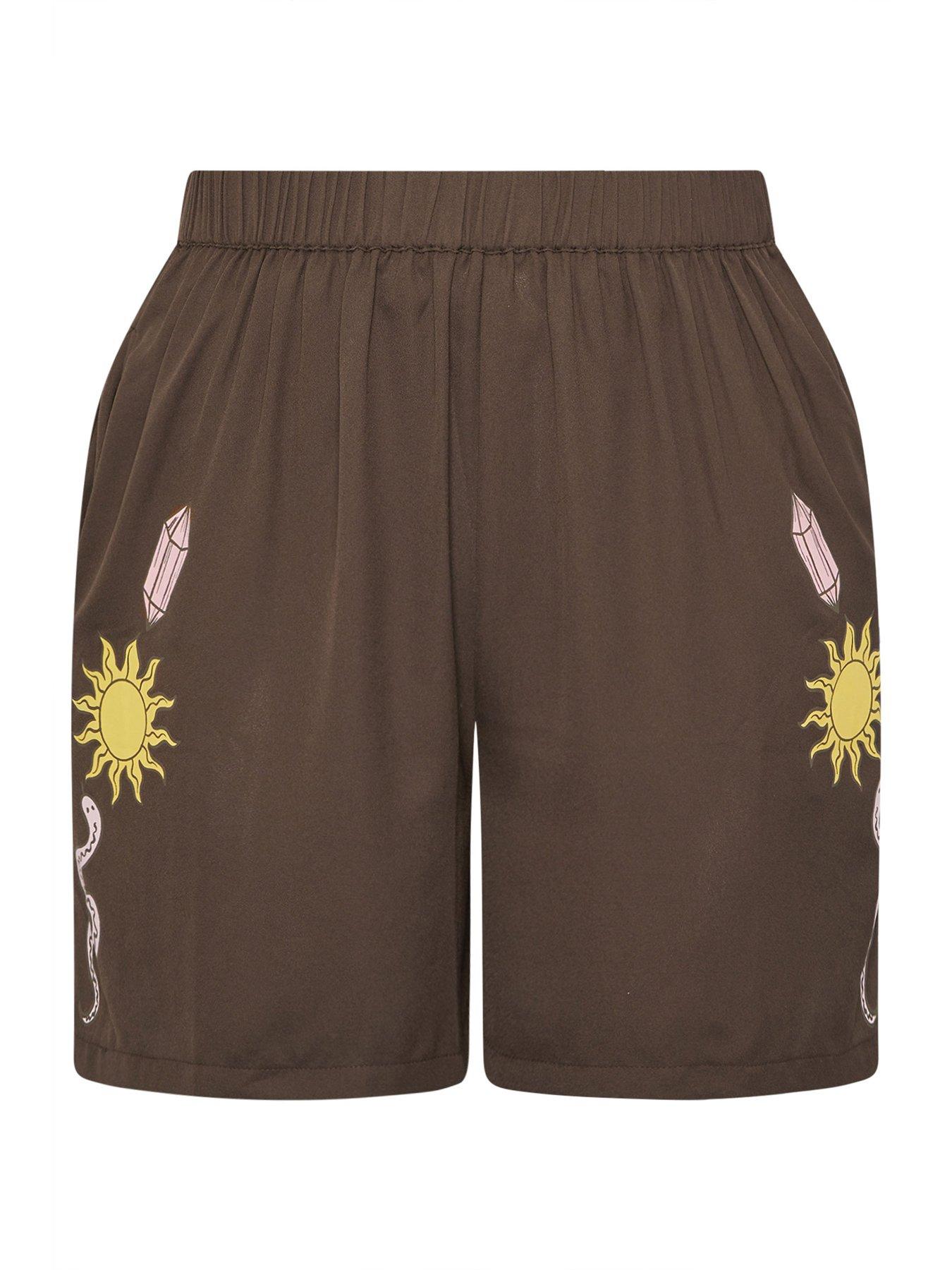 yours-curve-celestial-print-shorts-browndetail