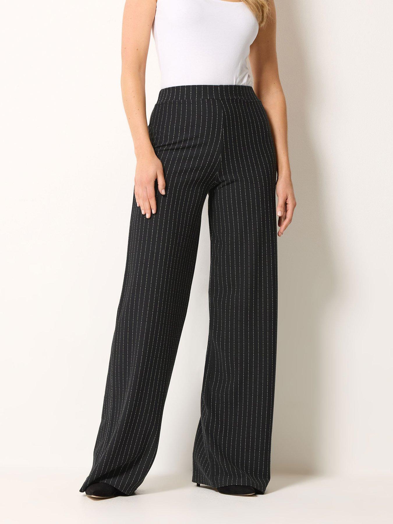 Image 1 of 4 of Long Tall Sally Satin Wide Leg Trouser 34" - Black