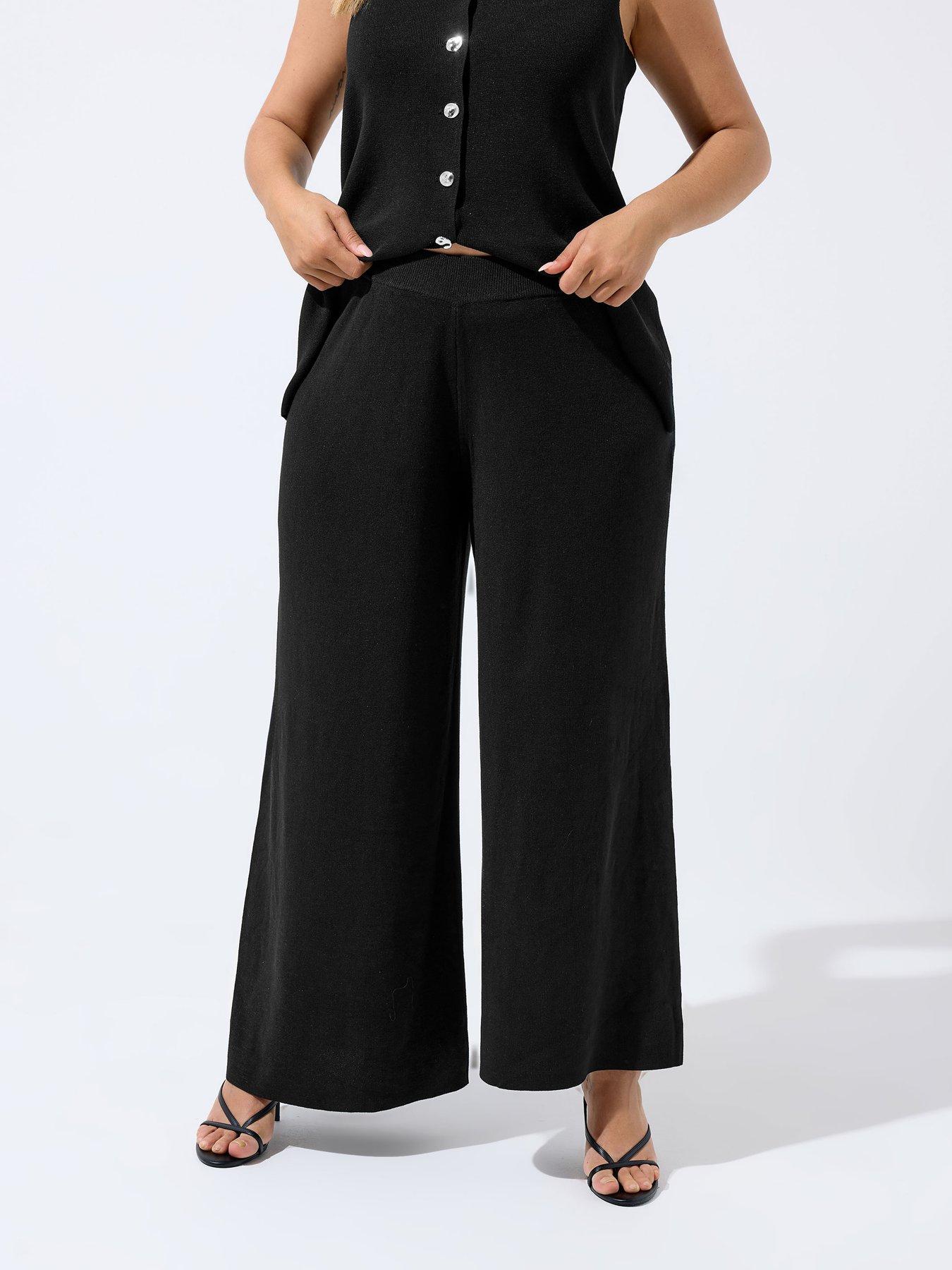 Yours Curve Knitted Trousers - Black