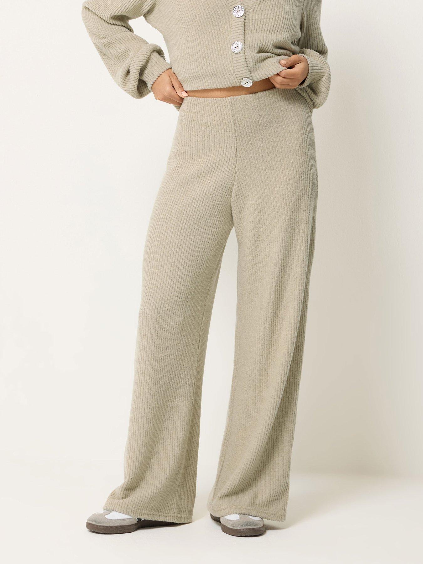 PixieGirl Petite Soft Touch Wide Leg Trousers - Green