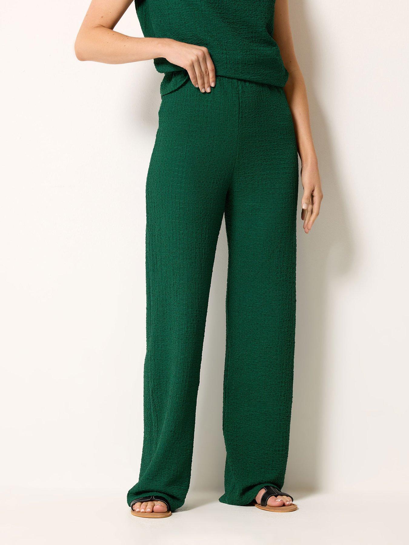 Long Tall Sally Textured Wide Leg Trouser 36" - Green