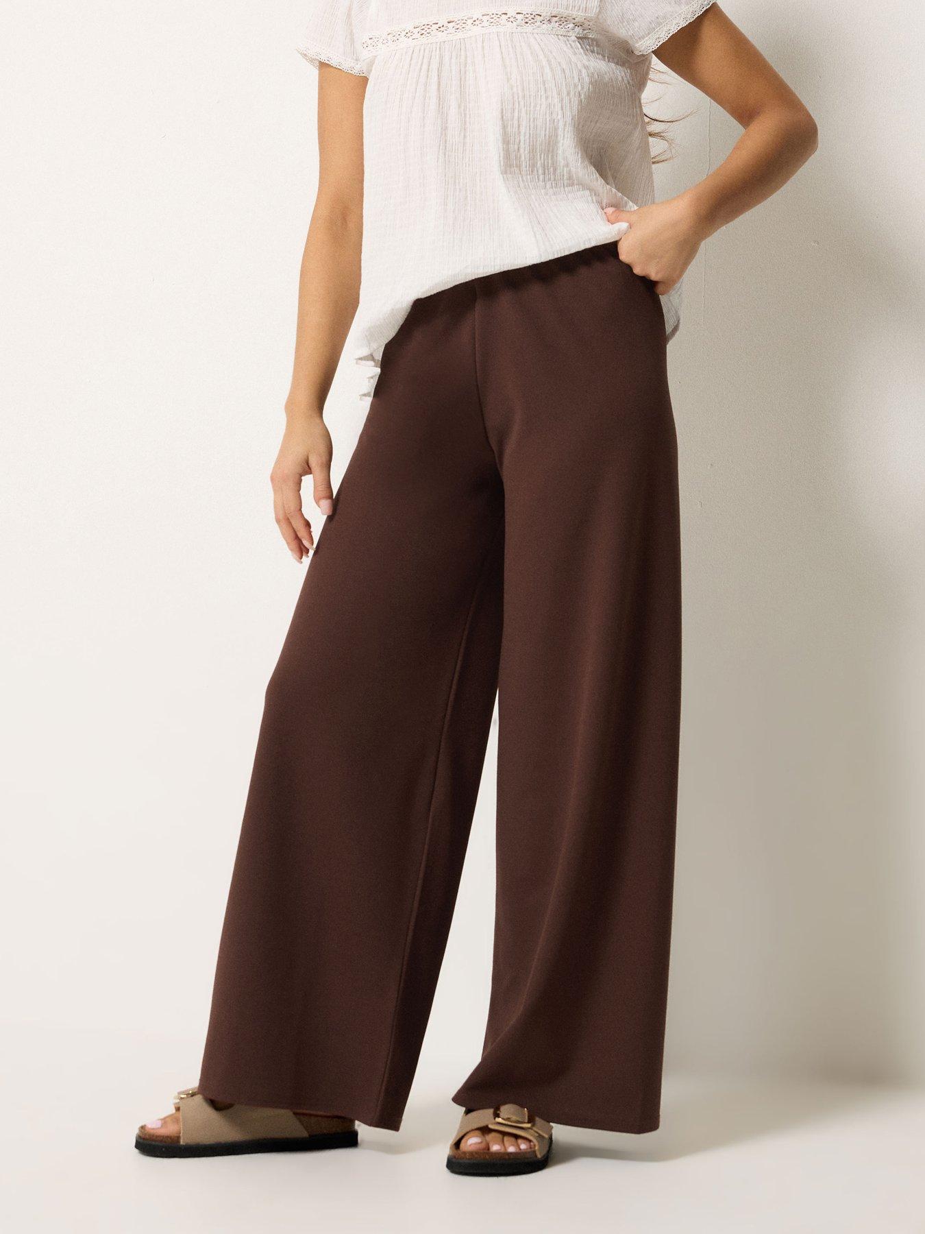 PixieGirl Petite Stripe Wide Leg Scuba Trousers