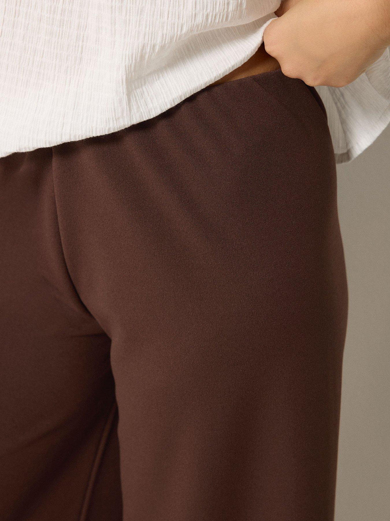 pixiegirl-petite-stripe-wide-leg-scuba-trousers-brownoutfit