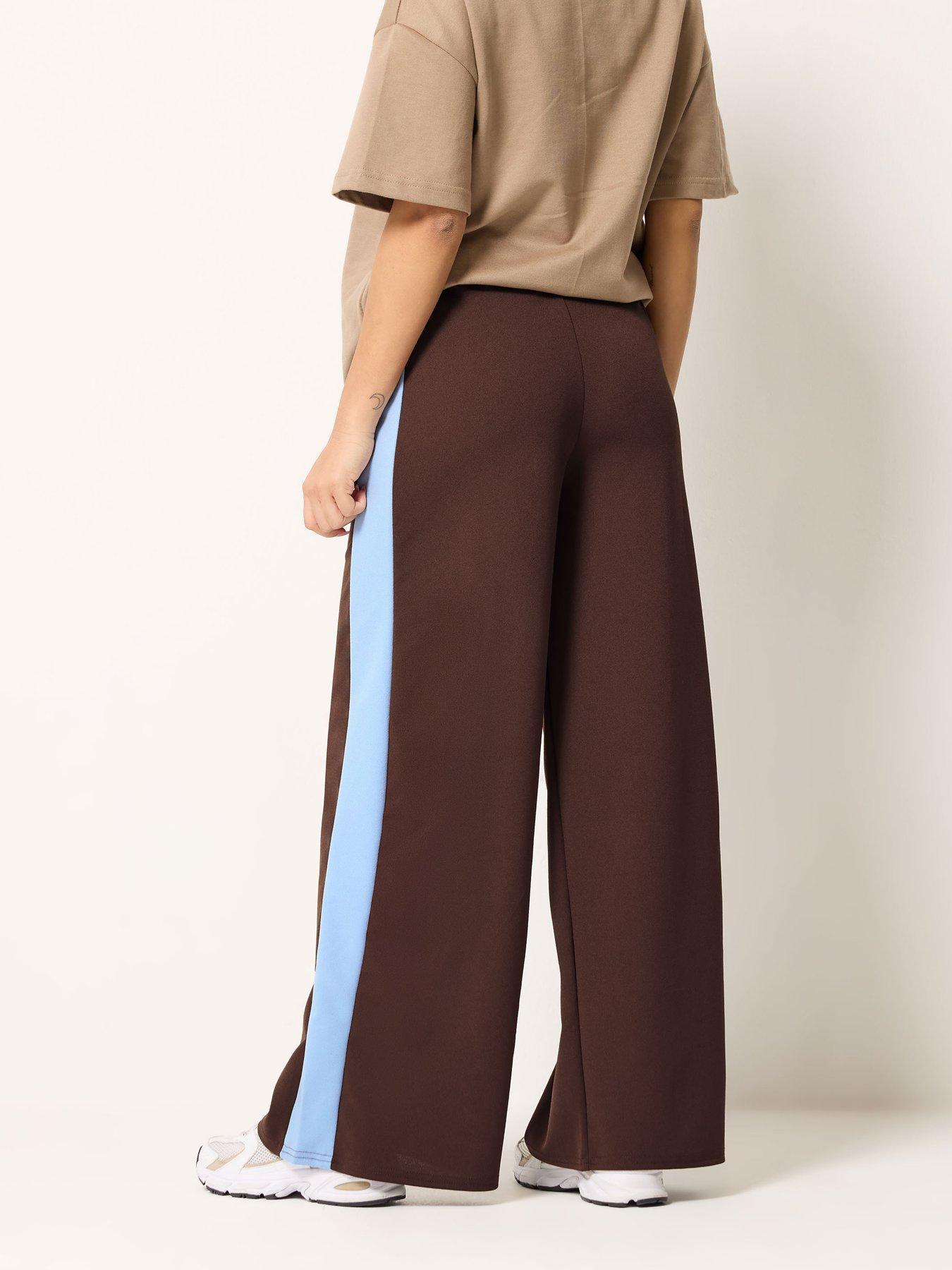 Image 2 of 5 of PixieGirl Petite Stripe Wide Leg Scuba Trousers