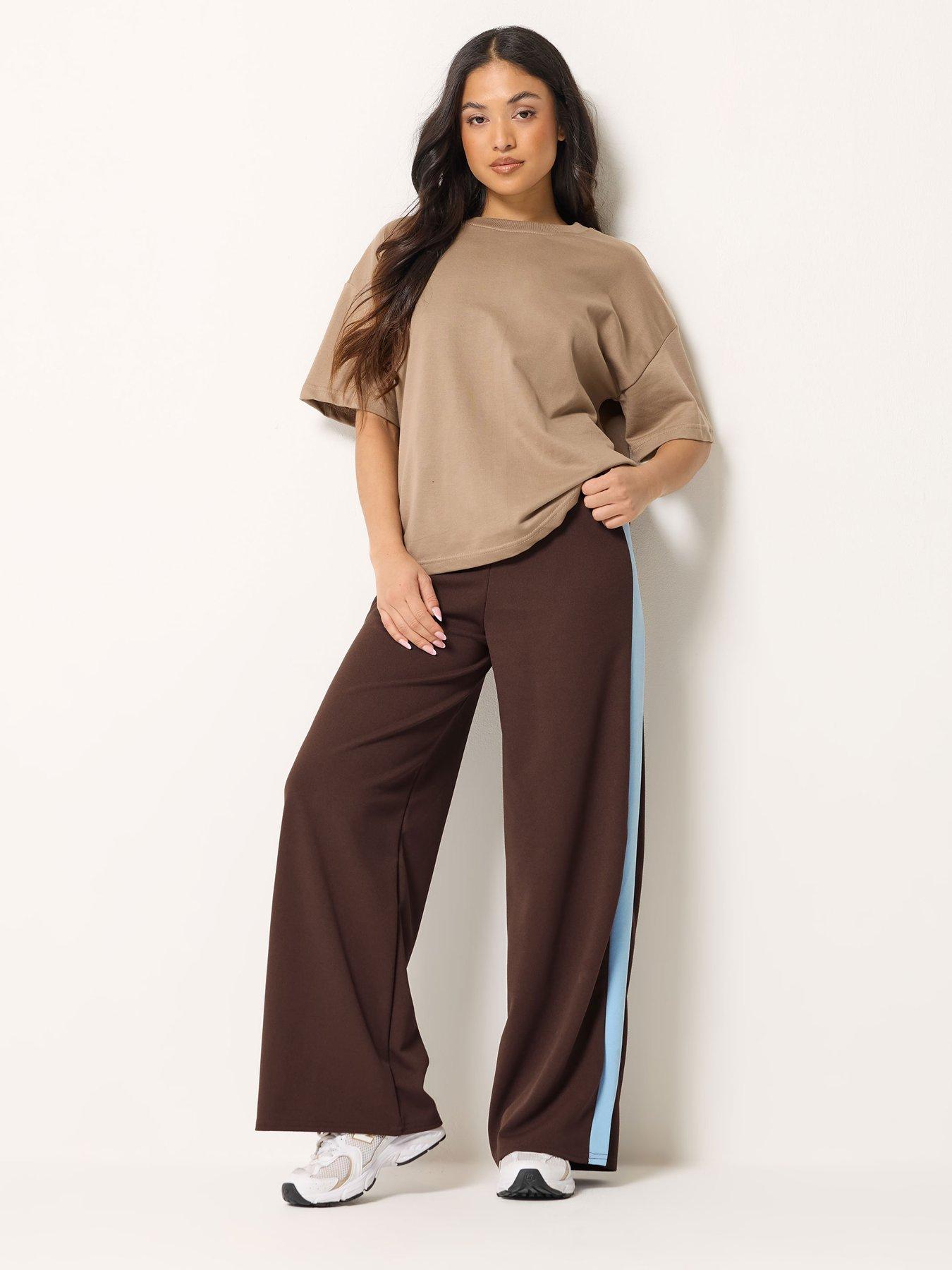 Image 3 of 5 of PixieGirl Petite Stripe Wide Leg Scuba Trousers