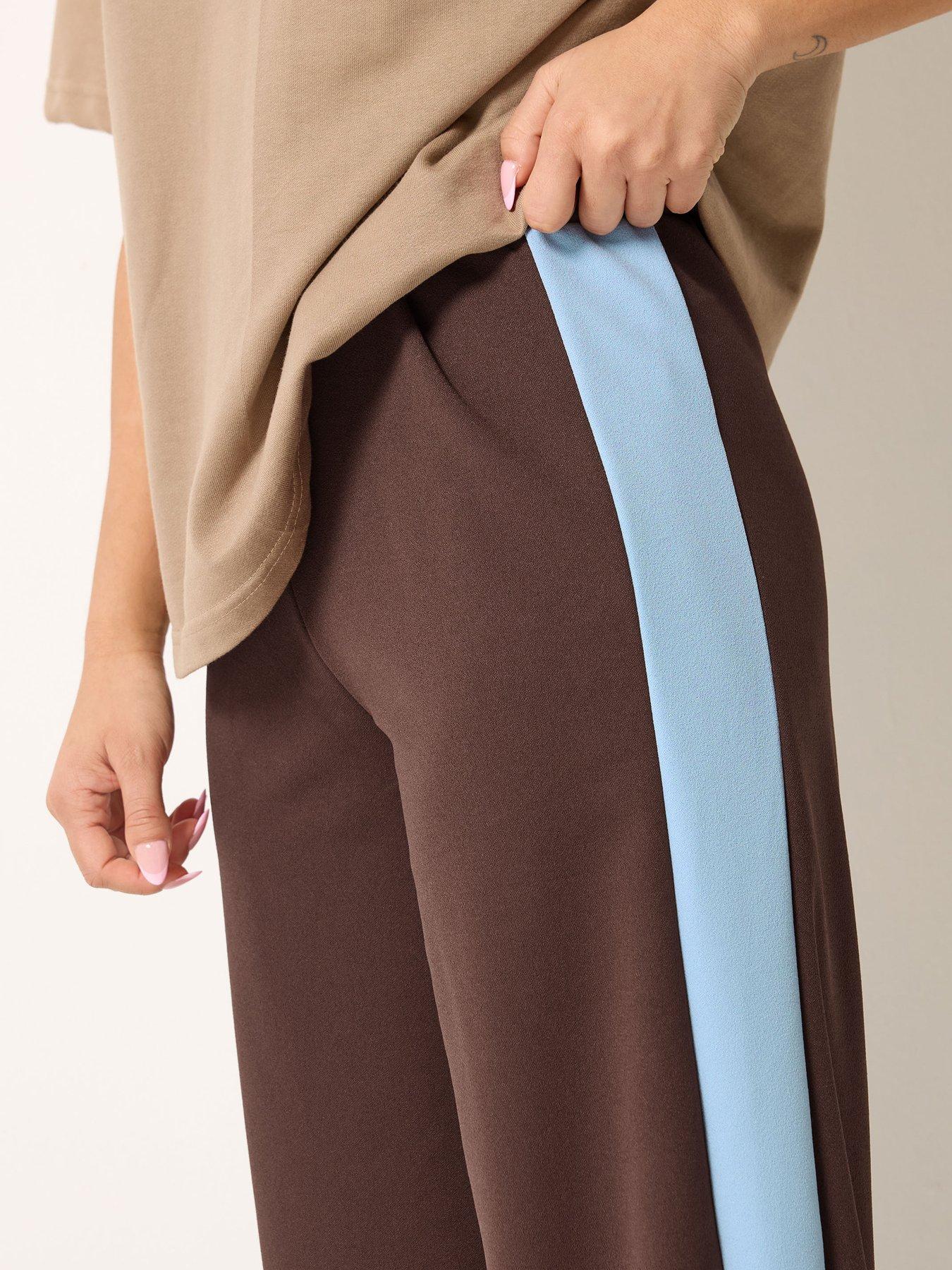 Image 4 of 5 of PixieGirl Petite Stripe Wide Leg Scuba Trousers