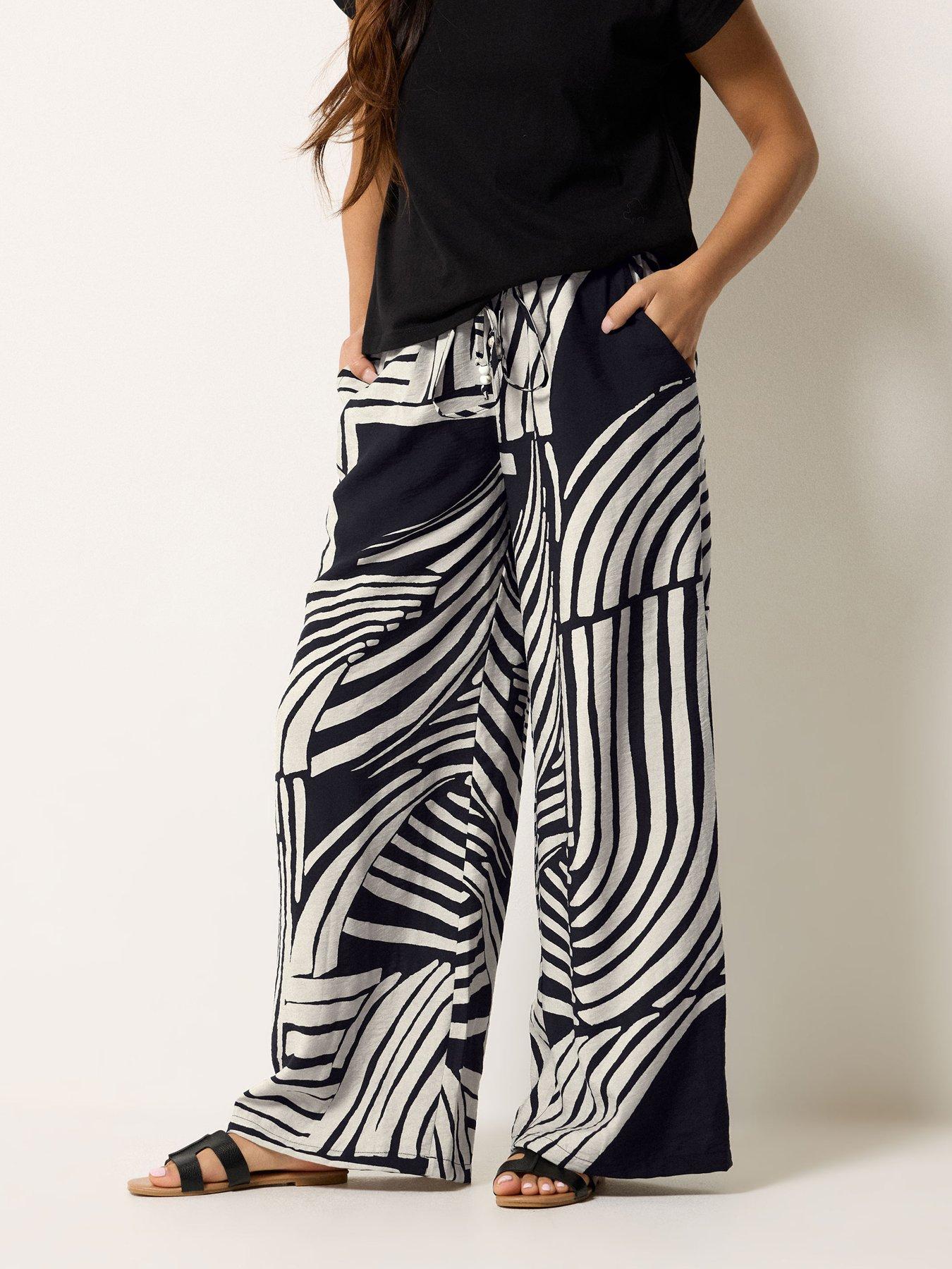 Image 1 of 5 of PixieGirl Petite Beaded Wide Leg Trousers - Black