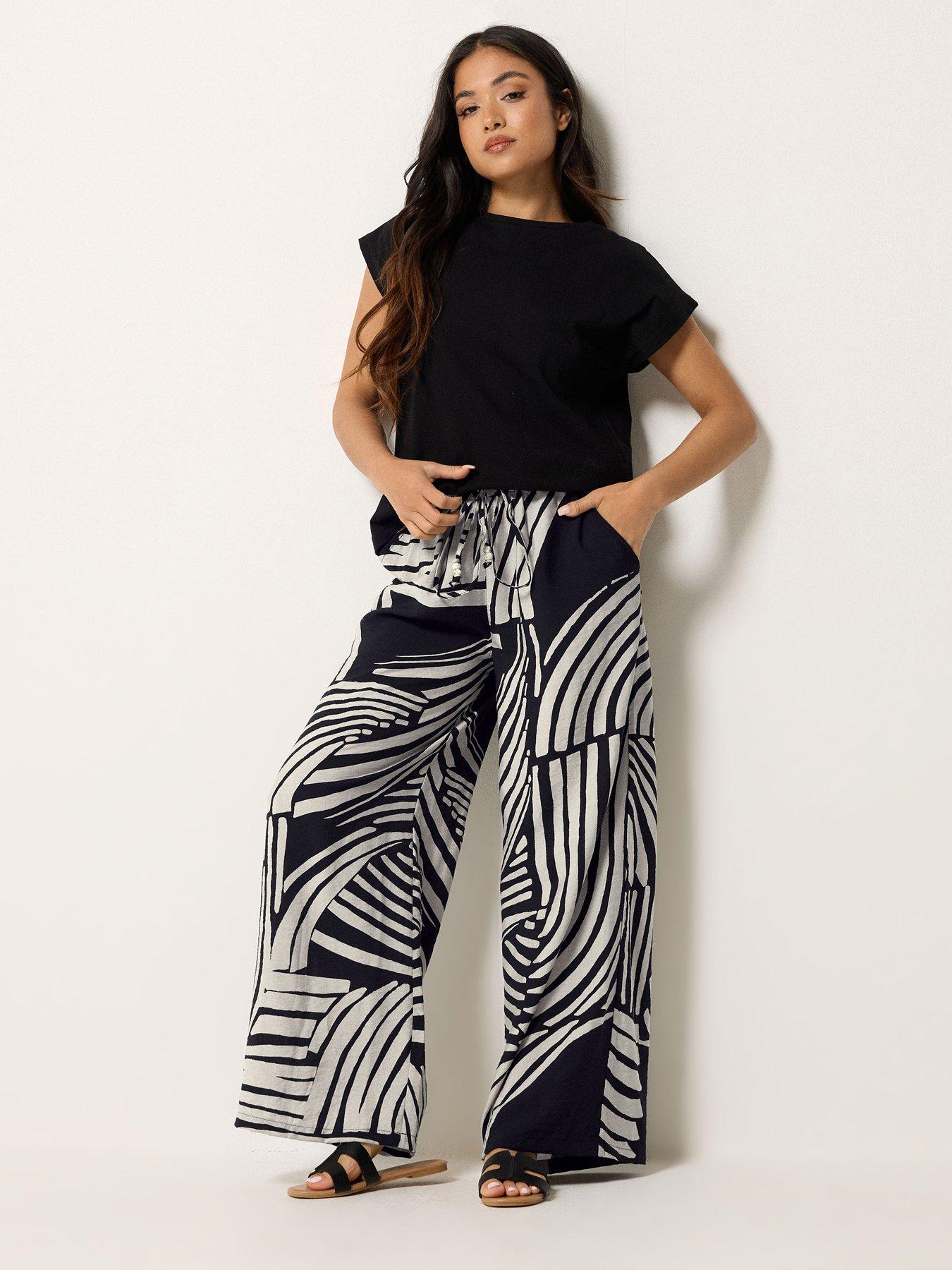 Image 3 of 5 of PixieGirl Petite Beaded Wide Leg Trousers - Black