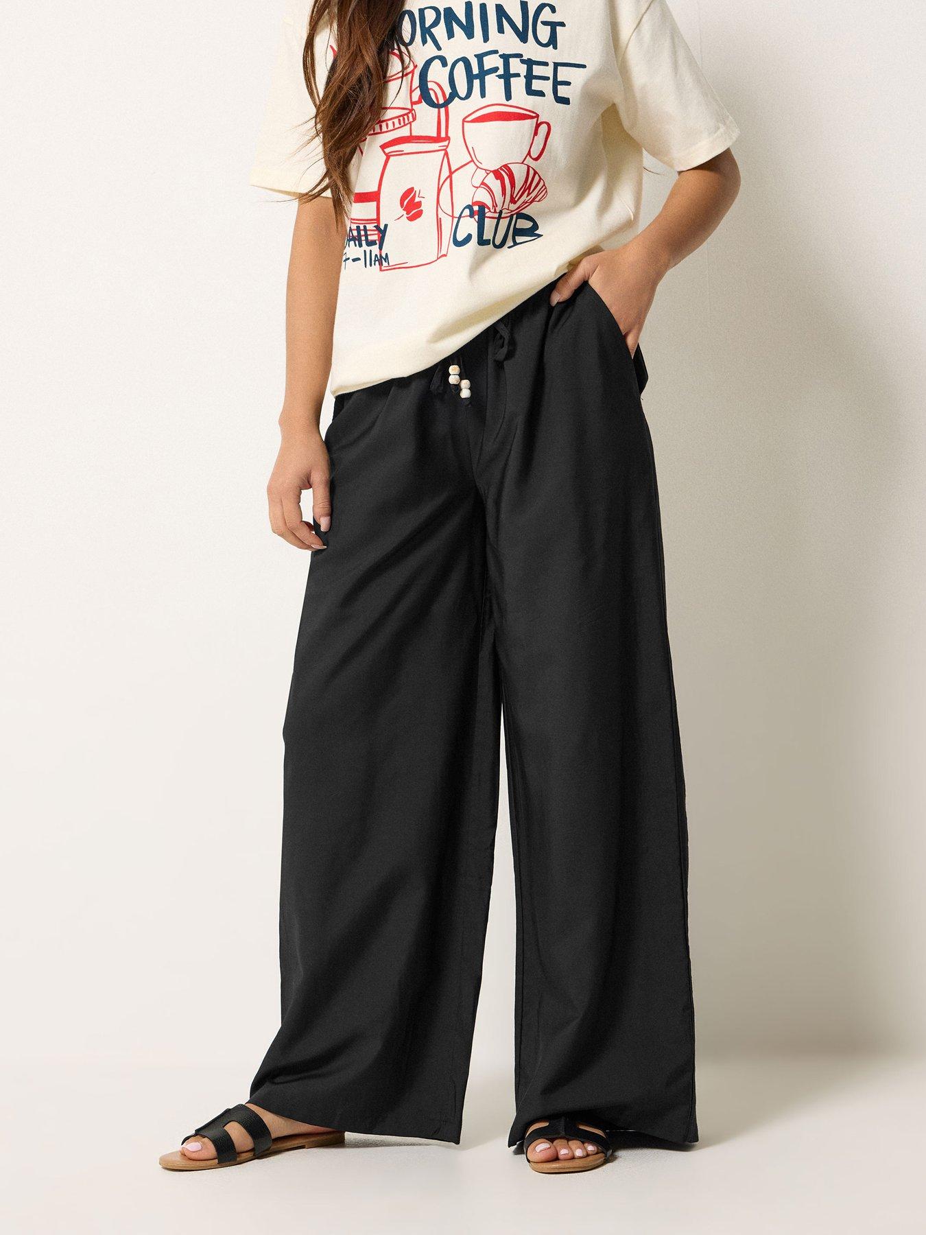 PixieGirl Petite Shirred Waist Midi Skirt - Black