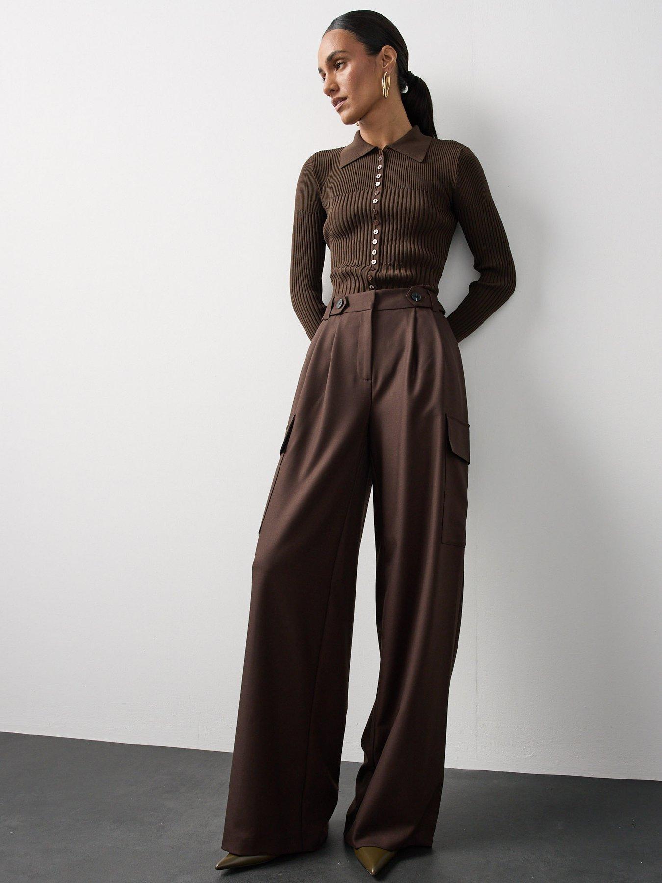 Image 1 of 7 of Michelle Keegan Tailored Cargo Trouser - Brown