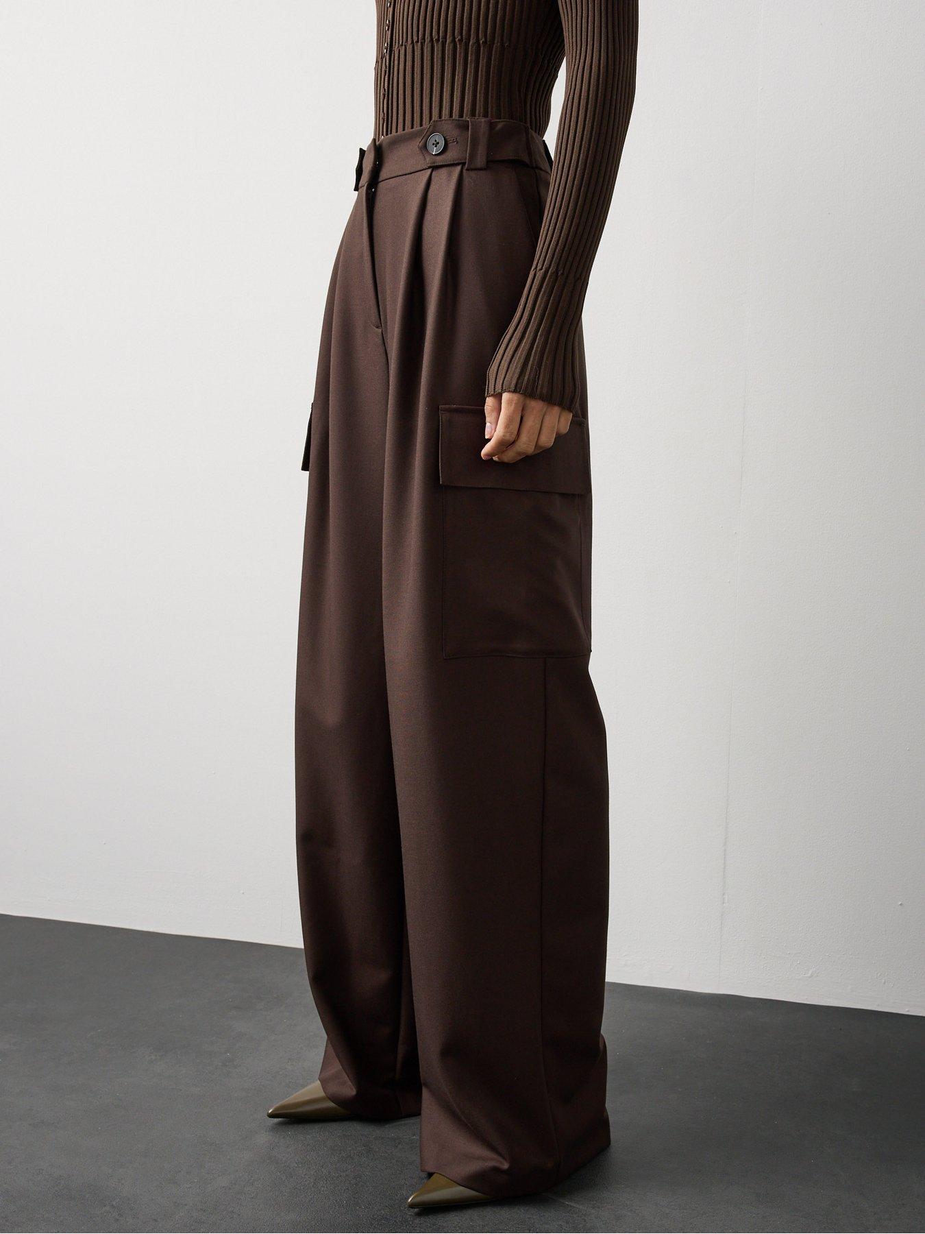 Image 2 of 7 of Michelle Keegan Tailored Cargo Trouser - Brown