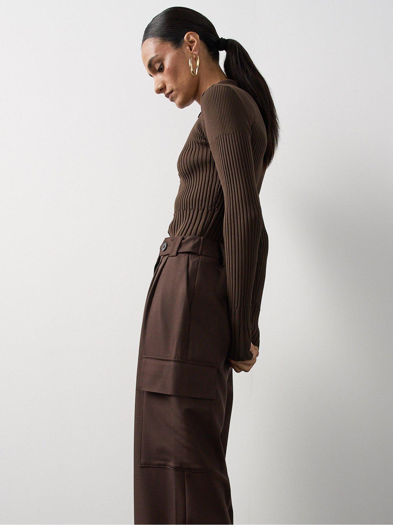 Image 3 of 7 of Michelle Keegan Tailored Cargo Trouser - Brown