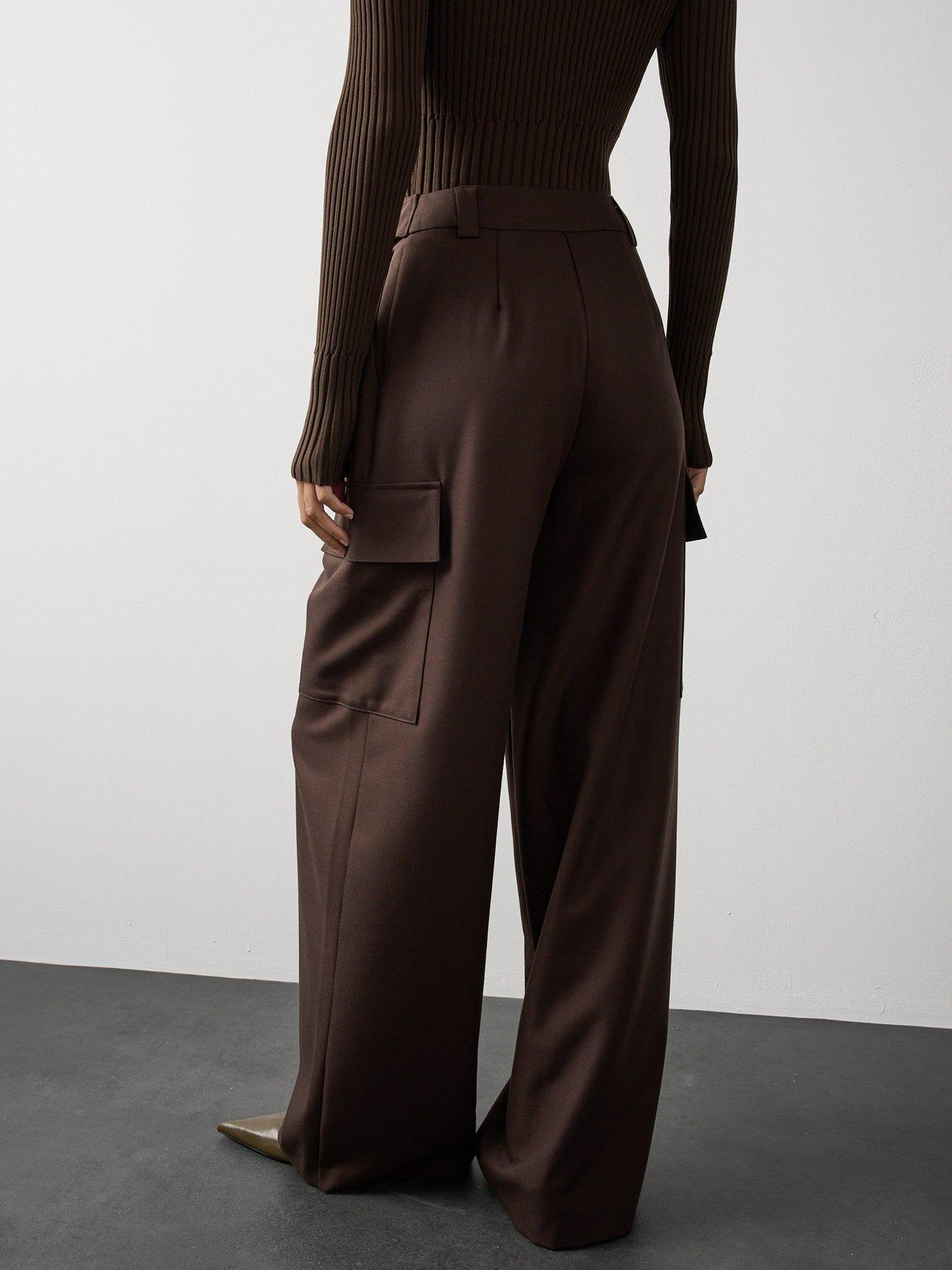 Image 4 of 7 of Michelle Keegan Tailored Cargo Trouser - Brown