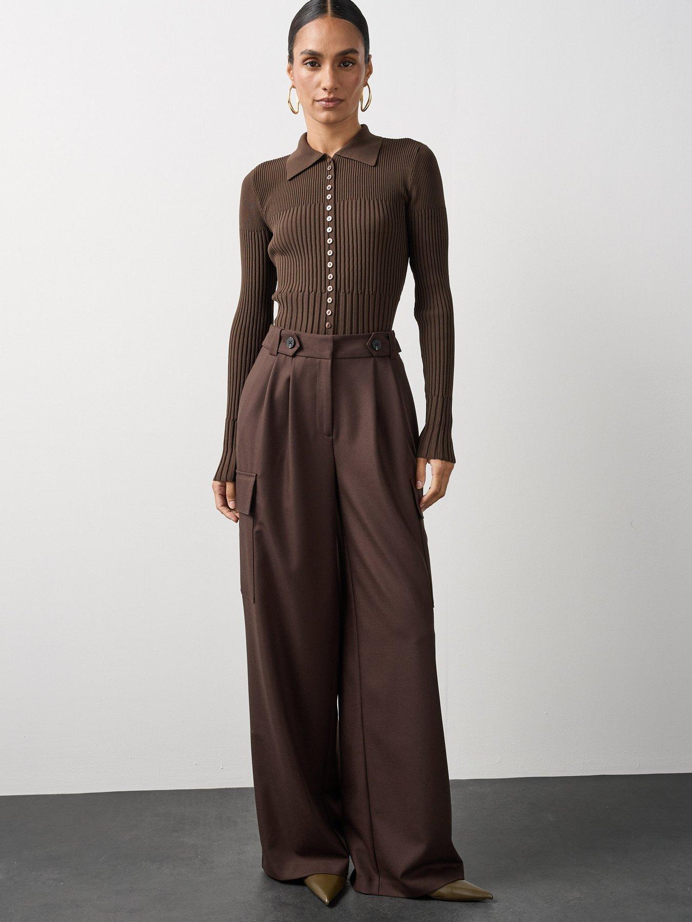 Image 6 of 7 of Michelle Keegan Tailored Cargo Trouser - Brown