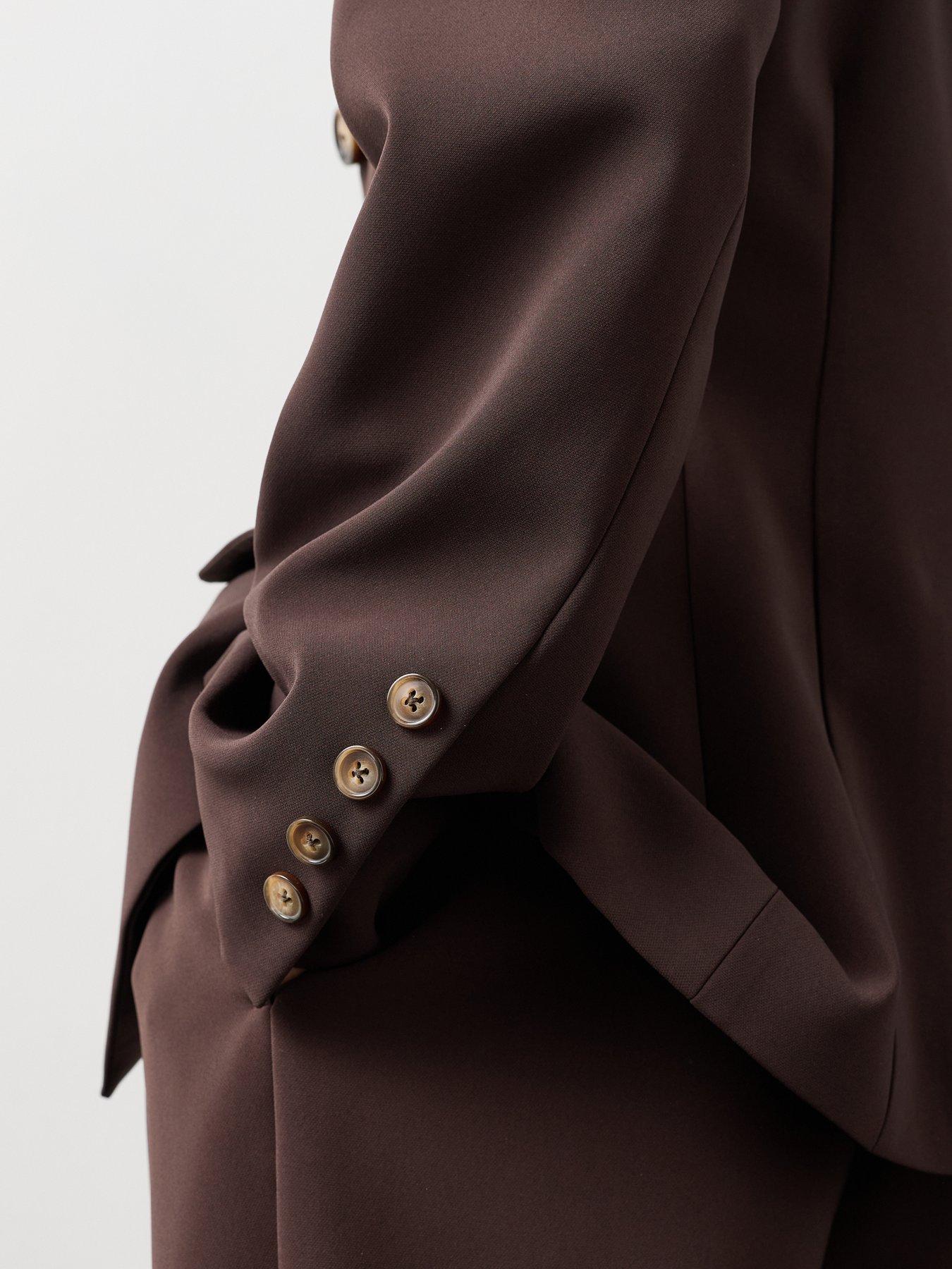 Image 5 of 7 of Michelle Keegan Premium Structured Double Breasted Blazer - Brown