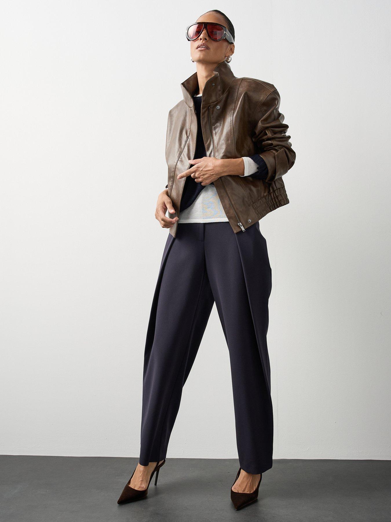 Image 3 of 7 of Michelle Keegan Tailored Barrel Leg Trouser - Navy