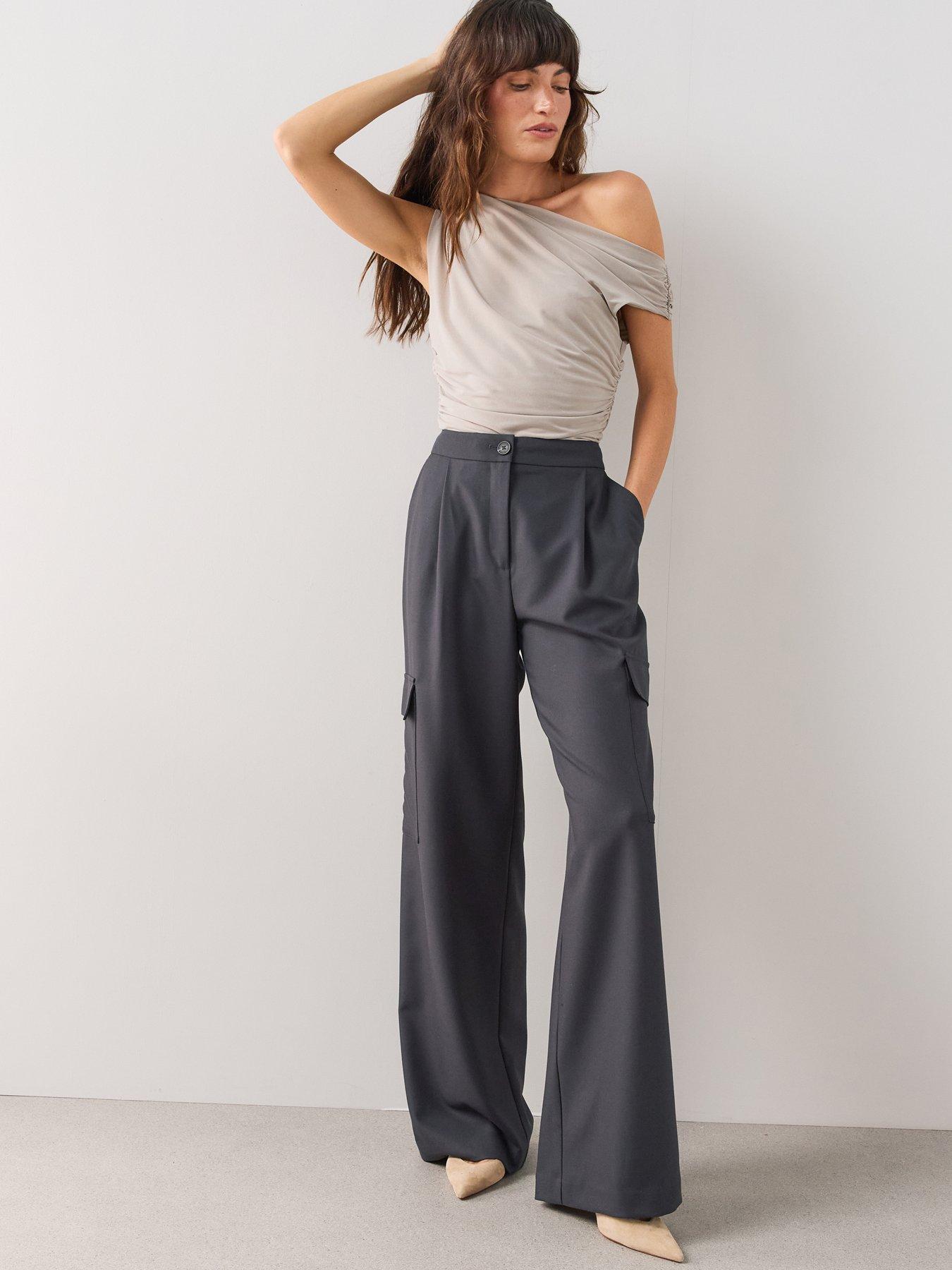 Image 1 of 7 of The Very Collection Women's Wide Leg Utility Cargo Trousers - Blue