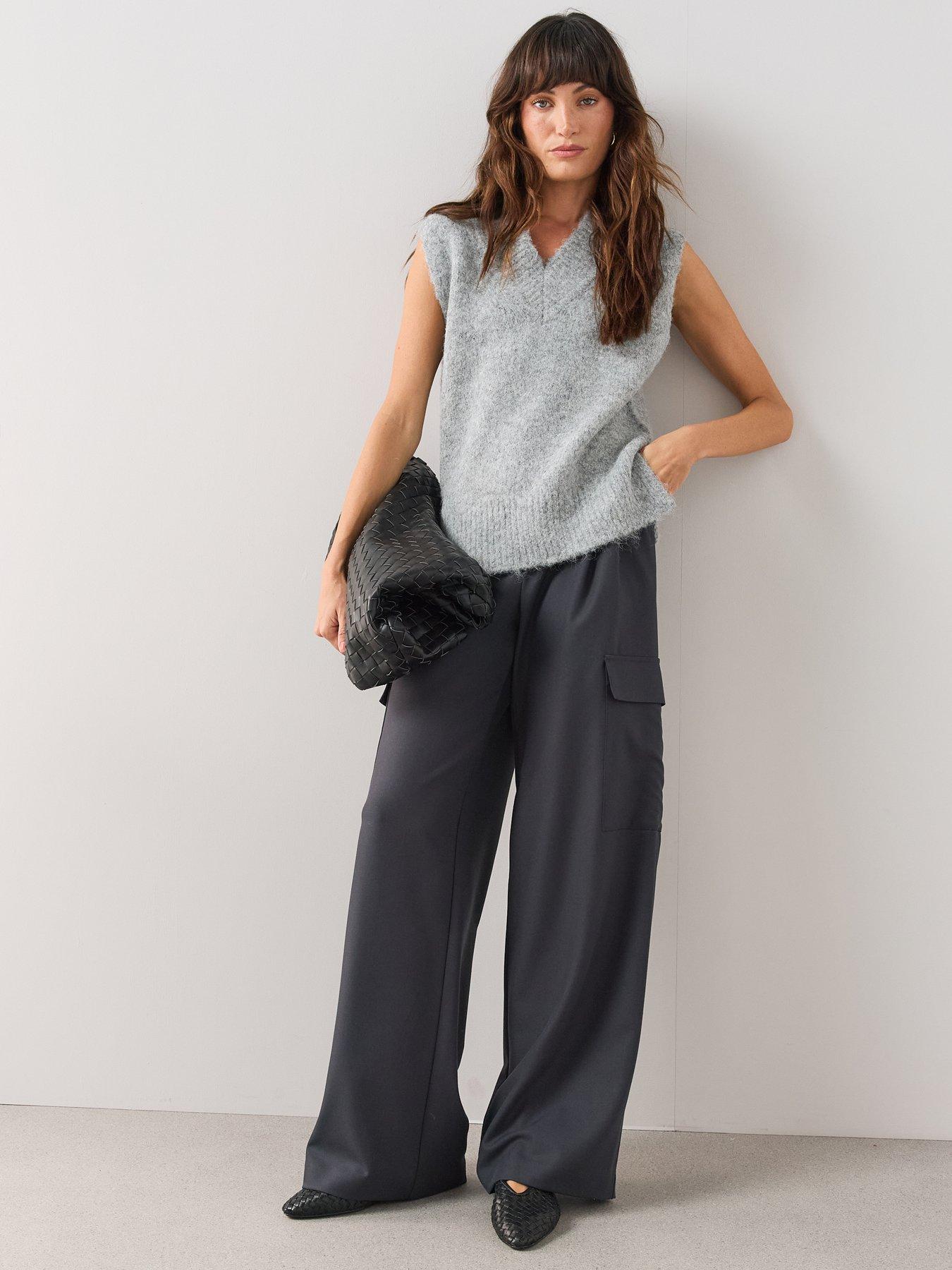 Image 3 of 7 of The Very Collection Women's Wide Leg Utility Cargo Trousers - Blue