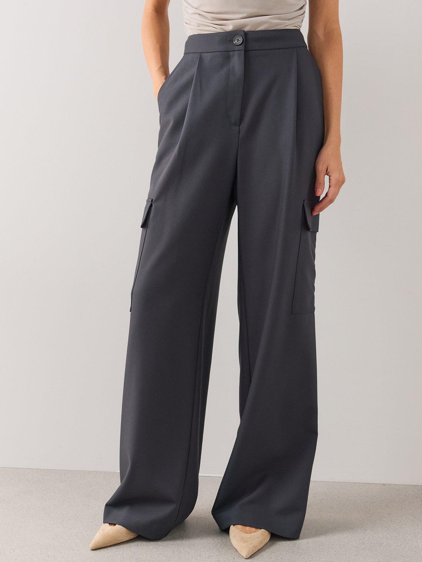 Image 4 of 7 of The Very Collection Women's Wide Leg Utility Cargo Trousers - Blue