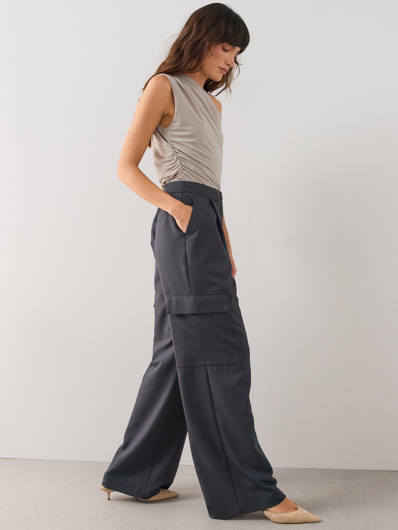 Image 6 of 7 of The Very Collection Women's Wide Leg Utility Cargo Trousers - Blue