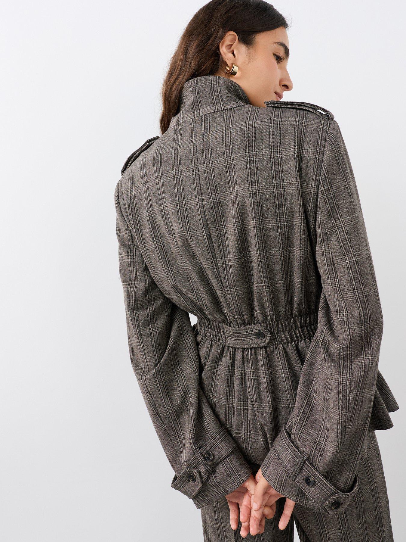 Image 2 of 7 of The Very Collection Womens Funnel Neck Check Utility Jacket - Grey
