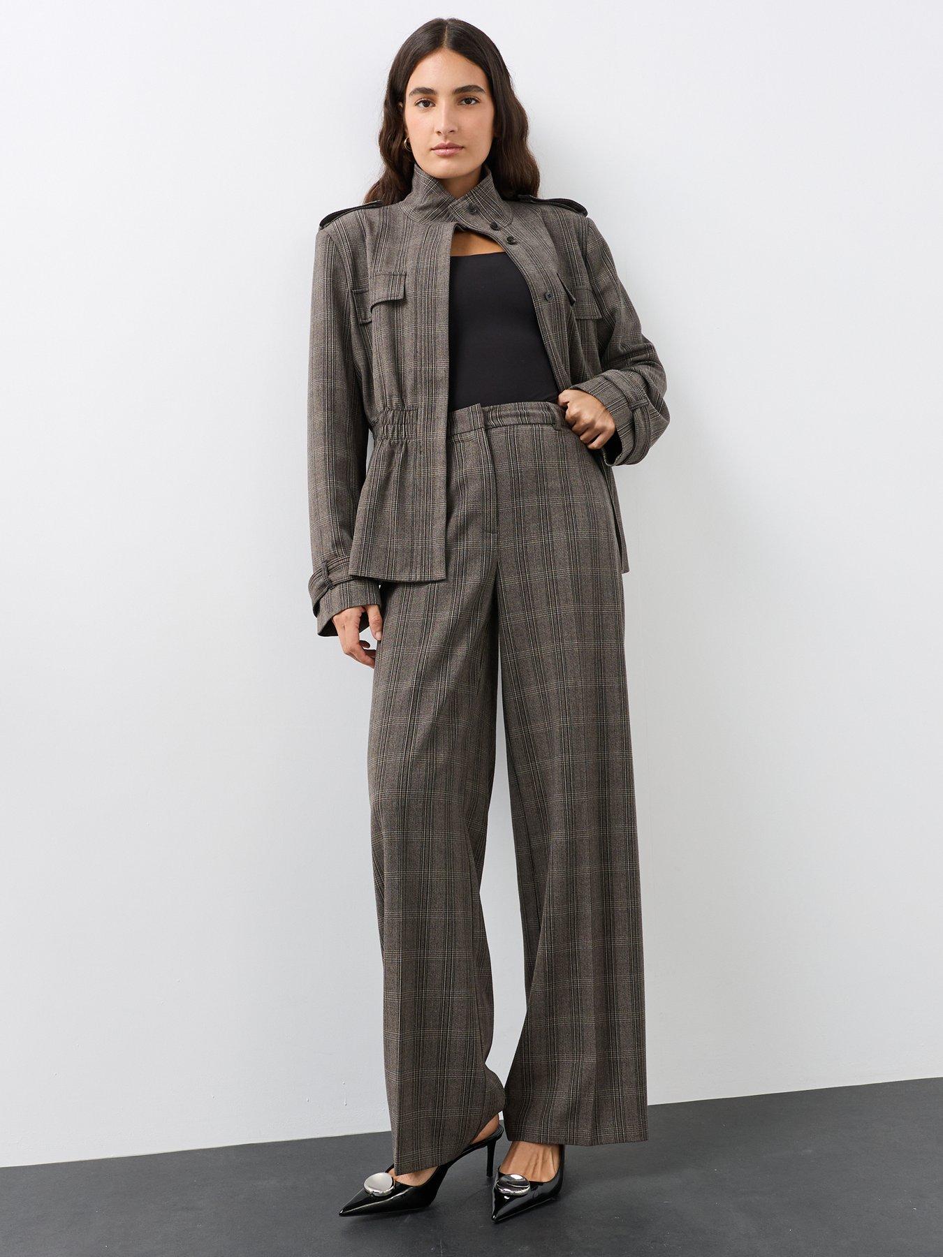 Image 3 of 7 of The Very Collection Womens Funnel Neck Check Utility Jacket - Grey