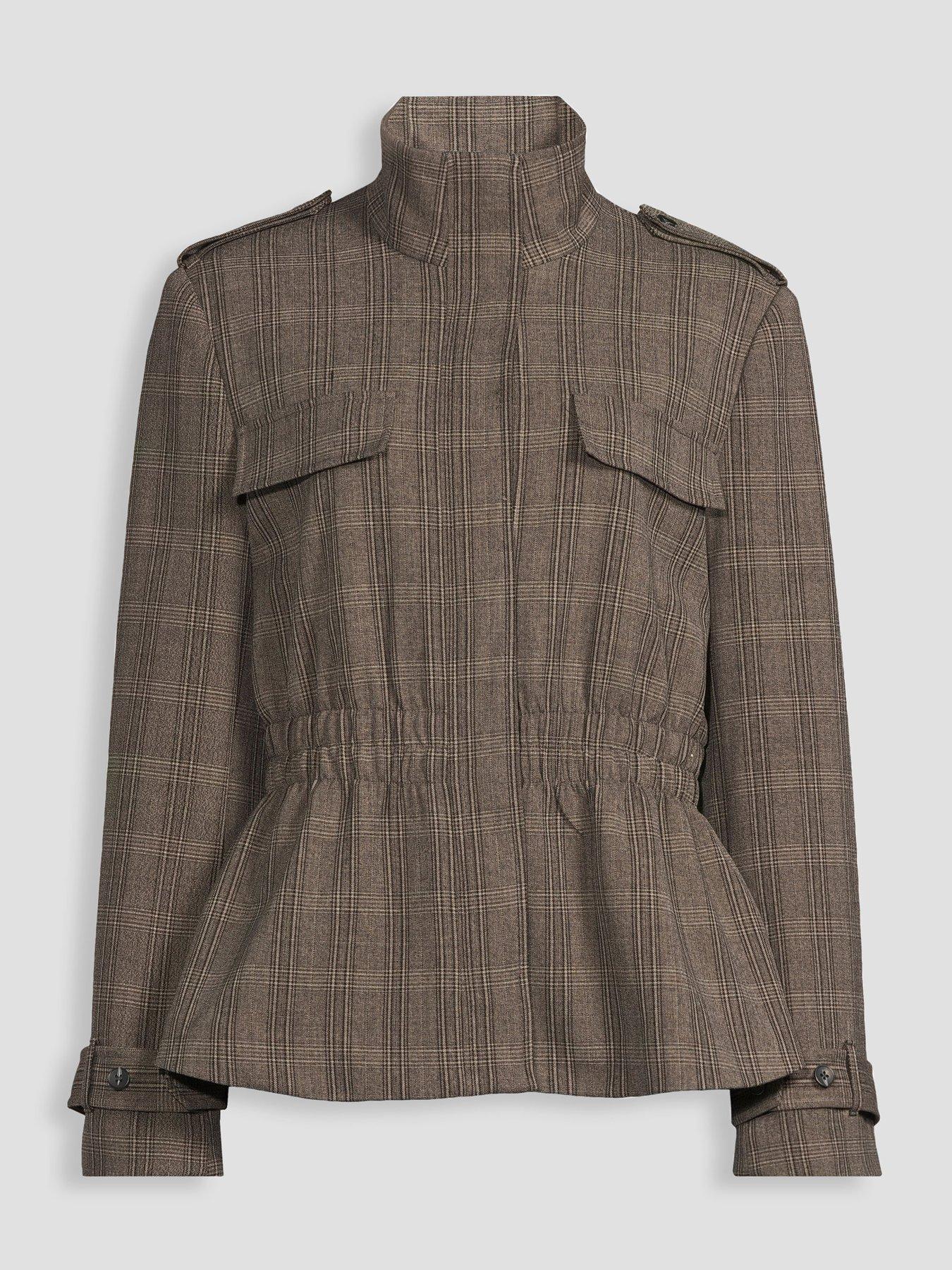 Image 7 of 7 of The Very Collection Womens Funnel Neck Check Utility Jacket - Grey