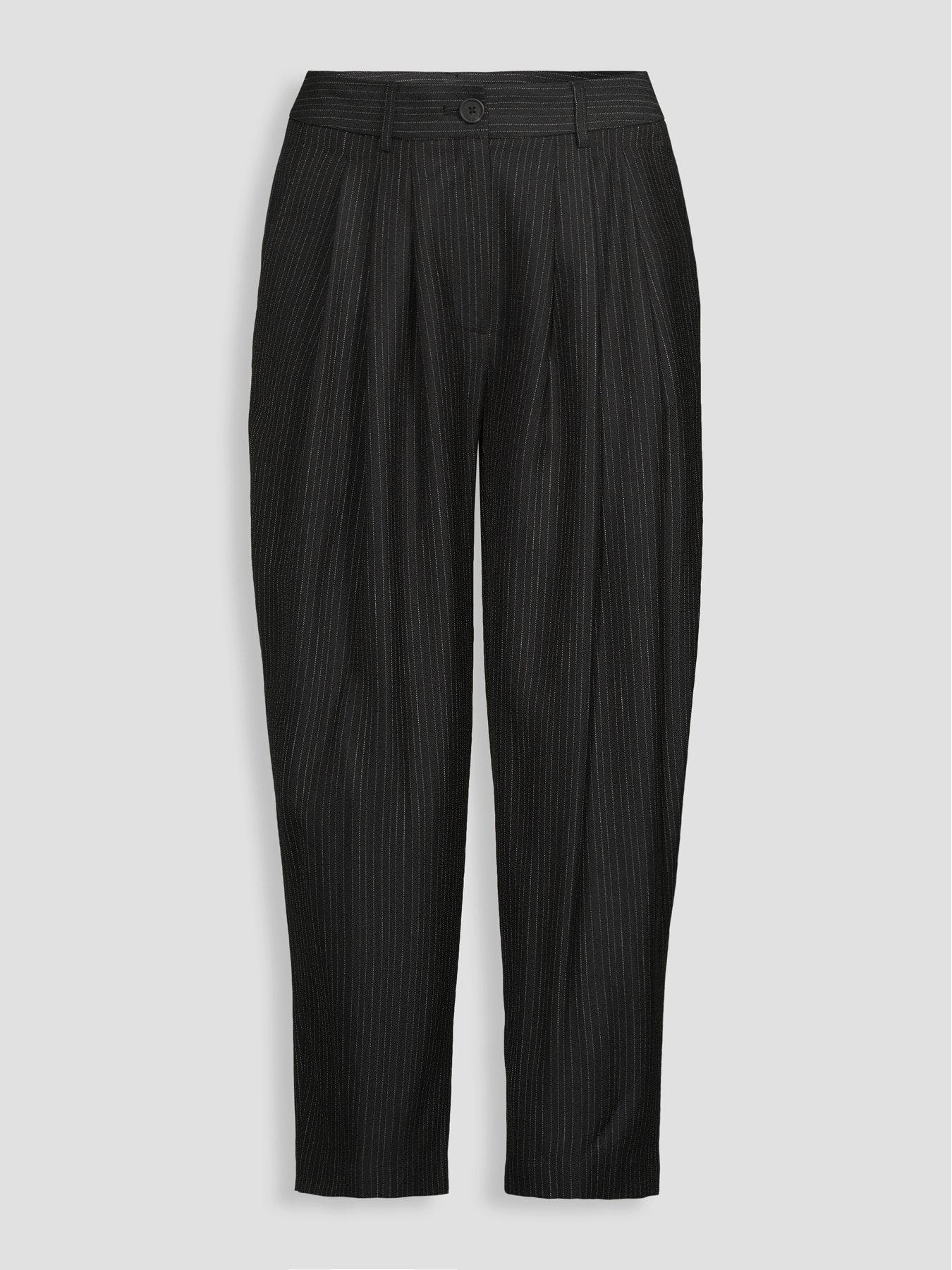 Image 7 of 7 of The Very Collection Womens Three Pleat Pinstripe Barrel Leg Trousers&nbsp;- Navy