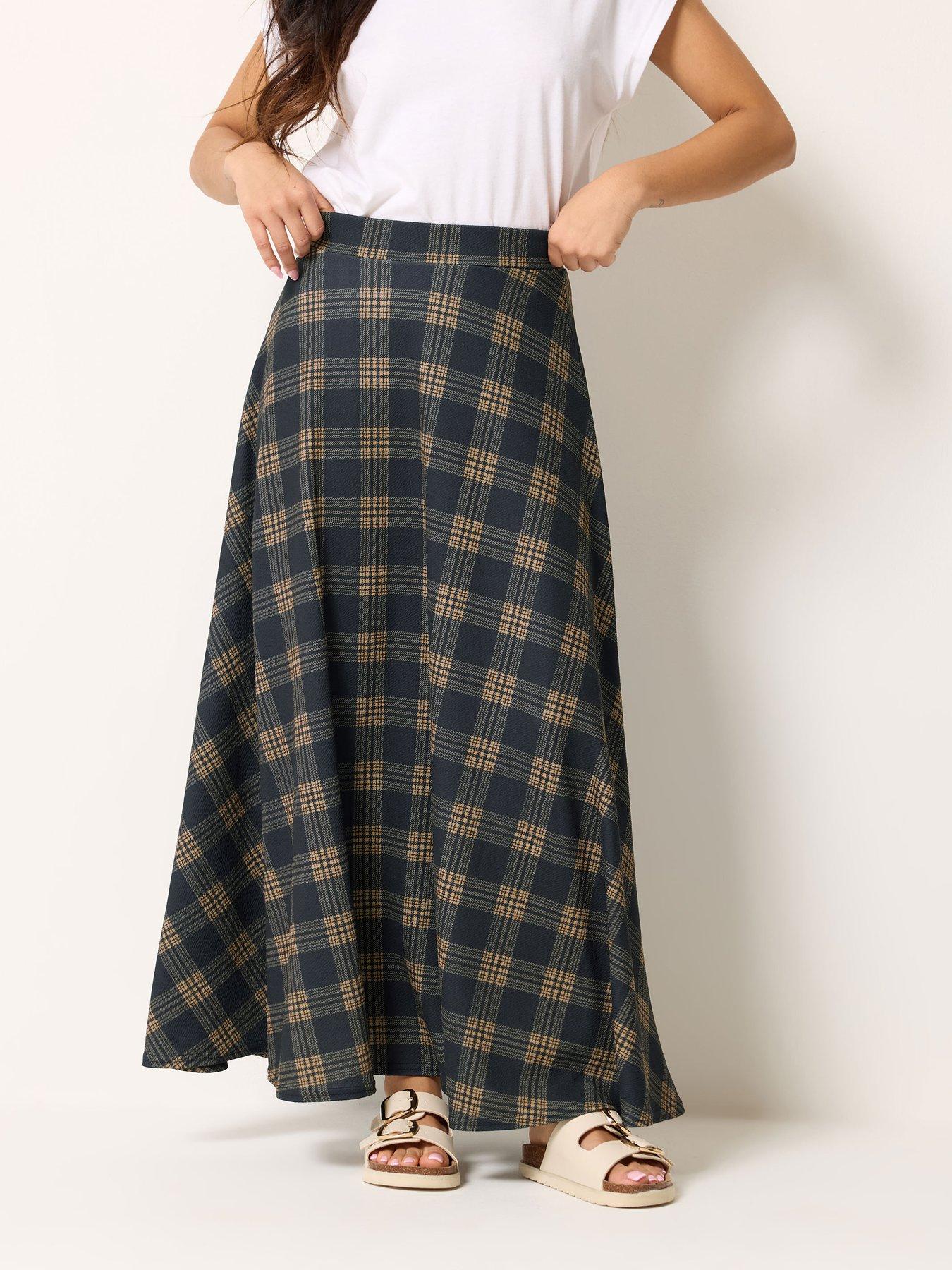 Image 1 of 5 of PixieGirl Petite Check Maxi Skirt