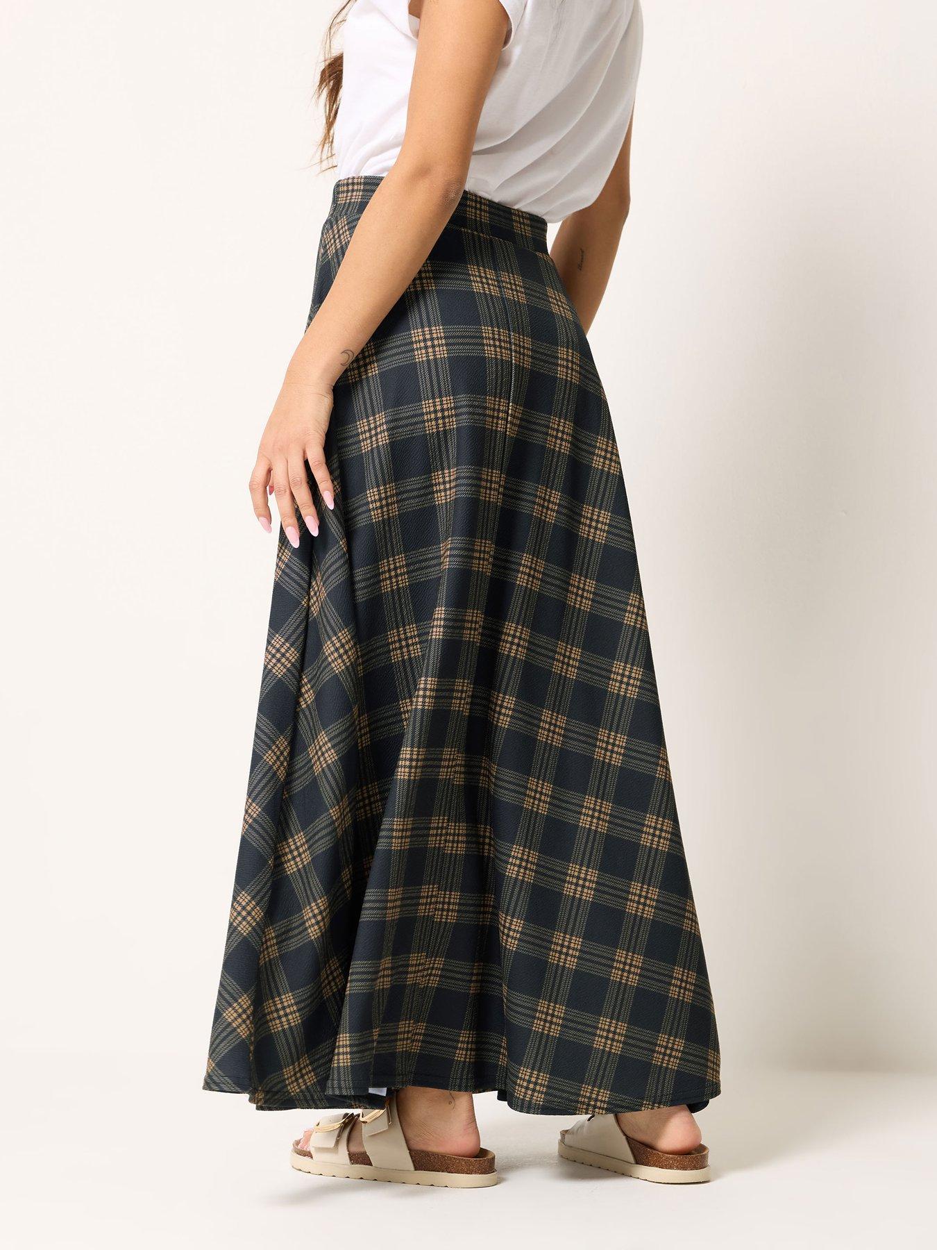 Image 2 of 5 of PixieGirl Petite Check Maxi Skirt