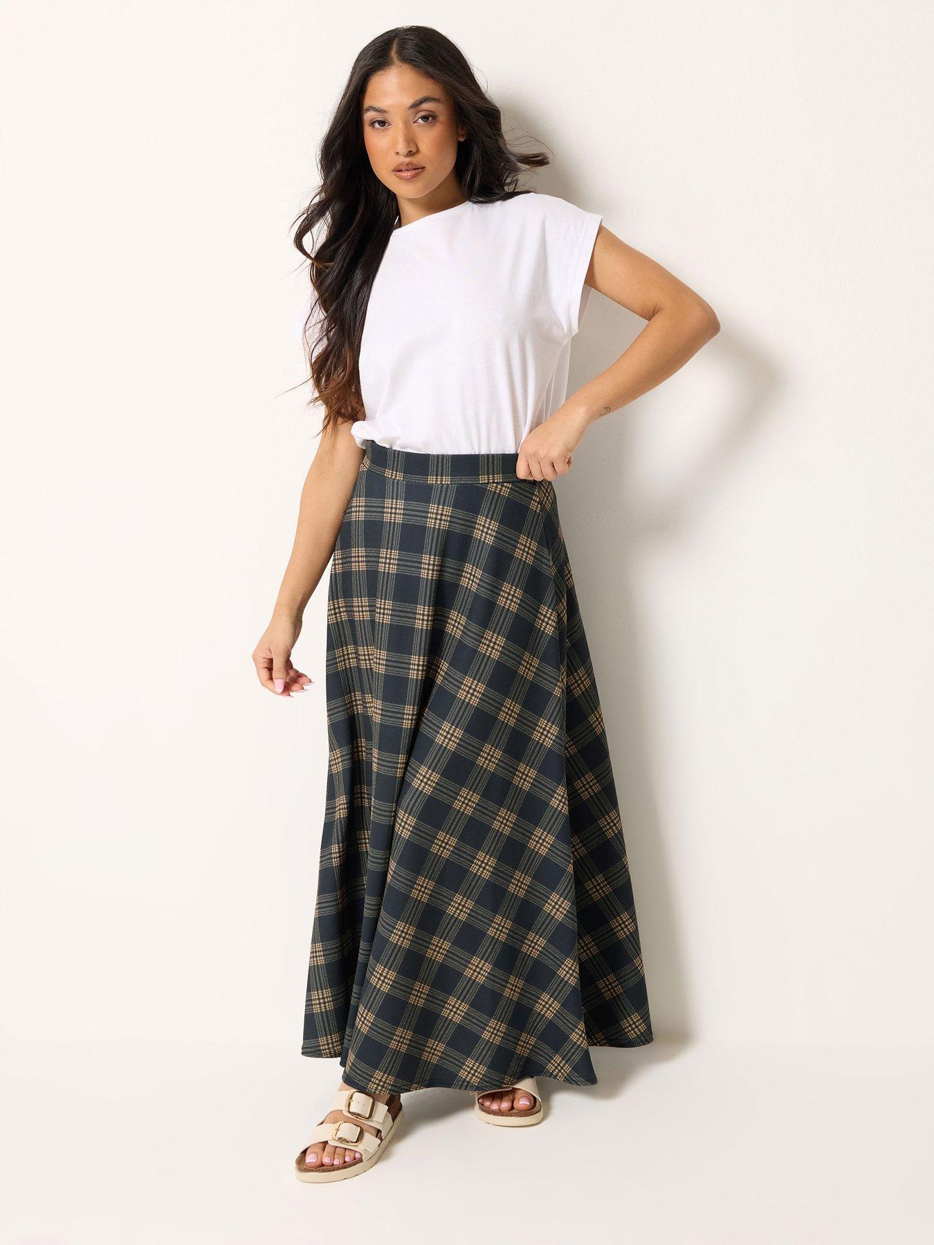 Image 3 of 5 of PixieGirl Petite Check Maxi Skirt
