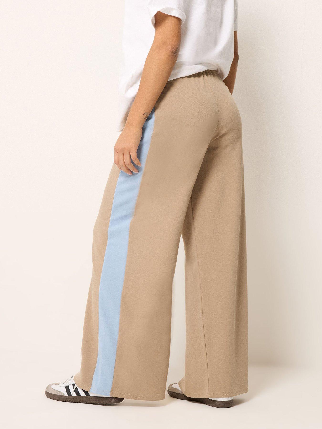 Image 2 of 5 of PixieGirl Petite Stripe Wide Leg Scuba Trousers
