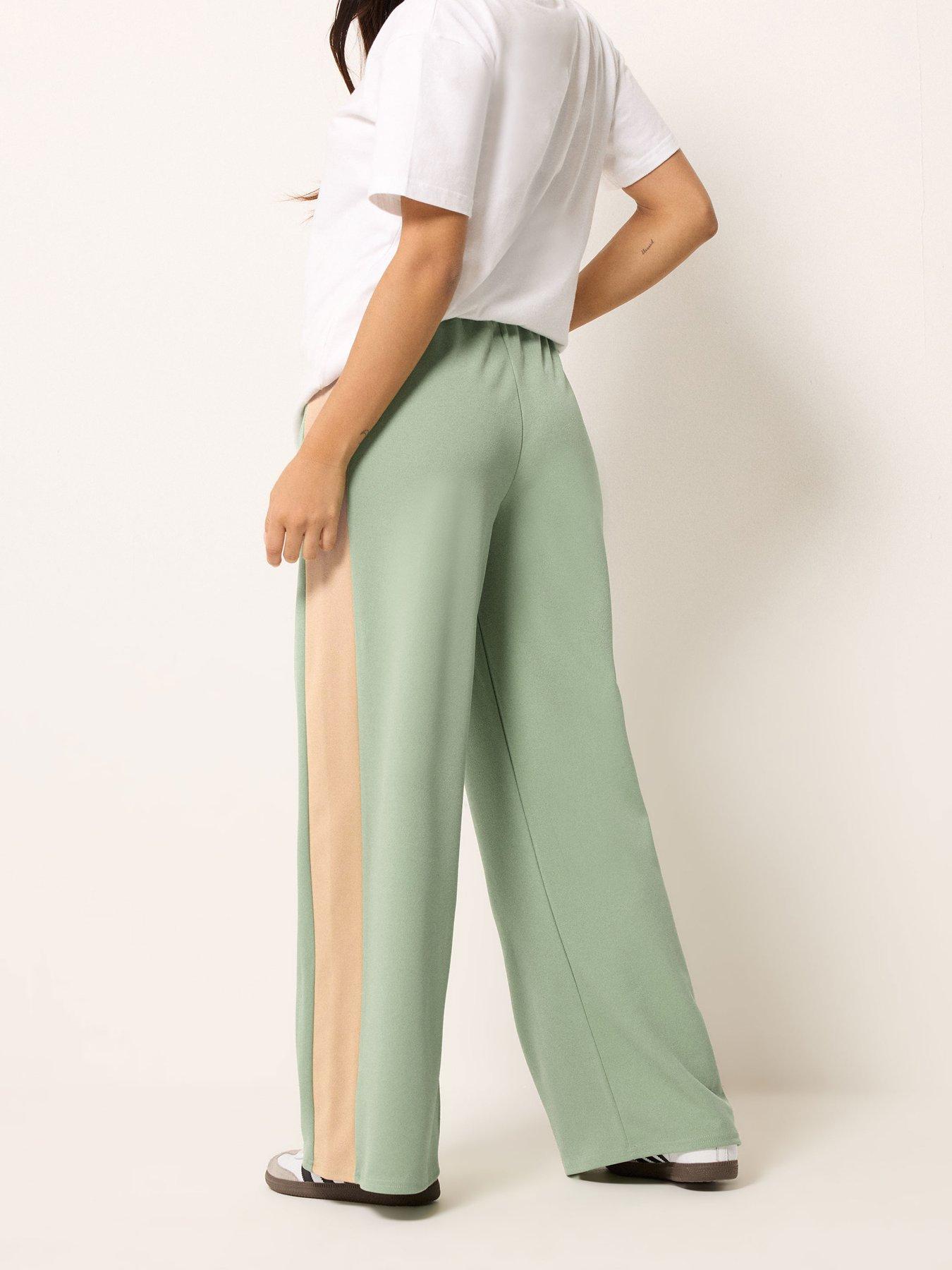 Image 2 of 4 of PixieGirl Petite Stripe Wide Leg Scuba Trousers