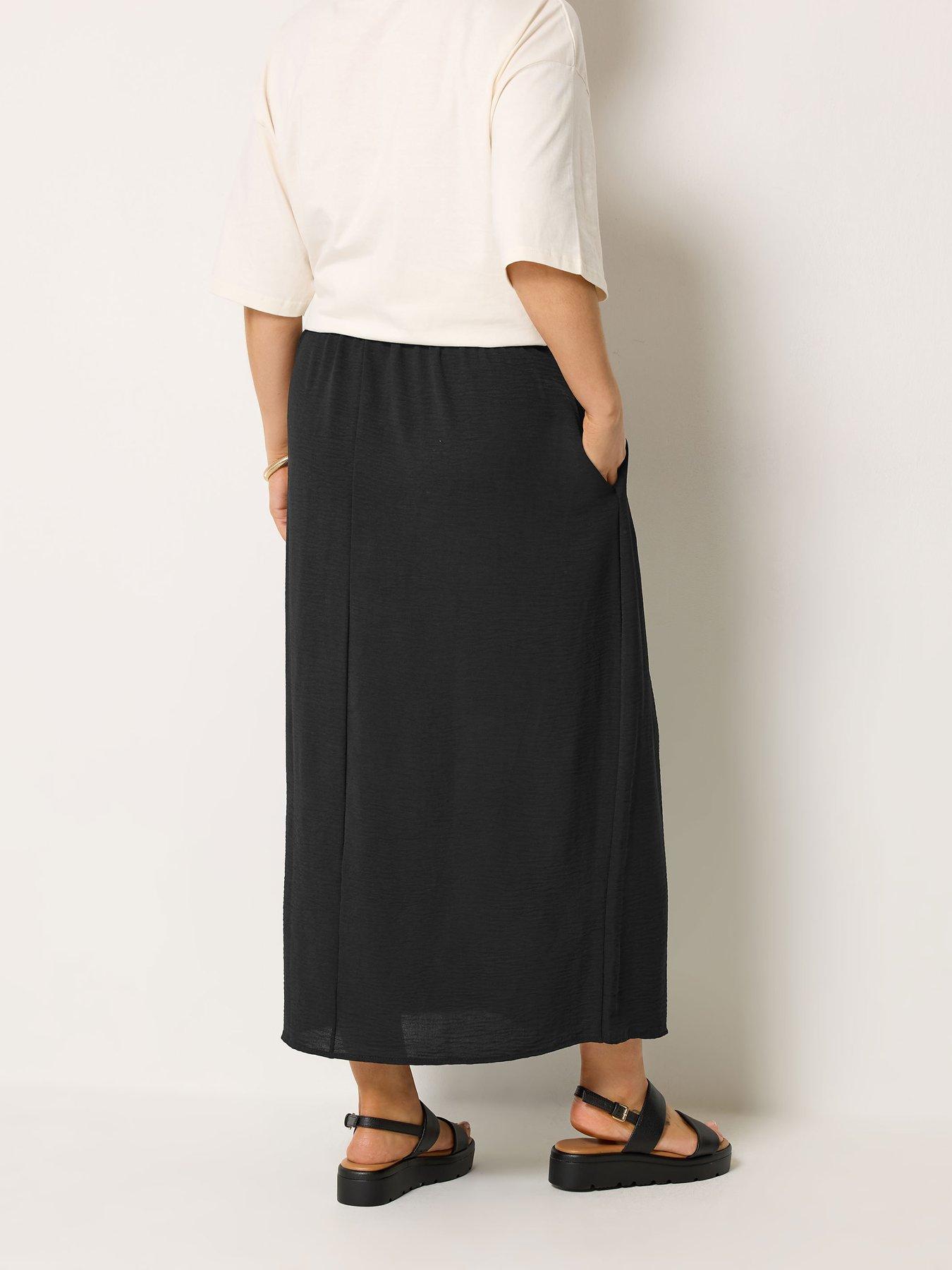 Image 2 of 5 of Yours Curve Airflow Midi Skirt - Black