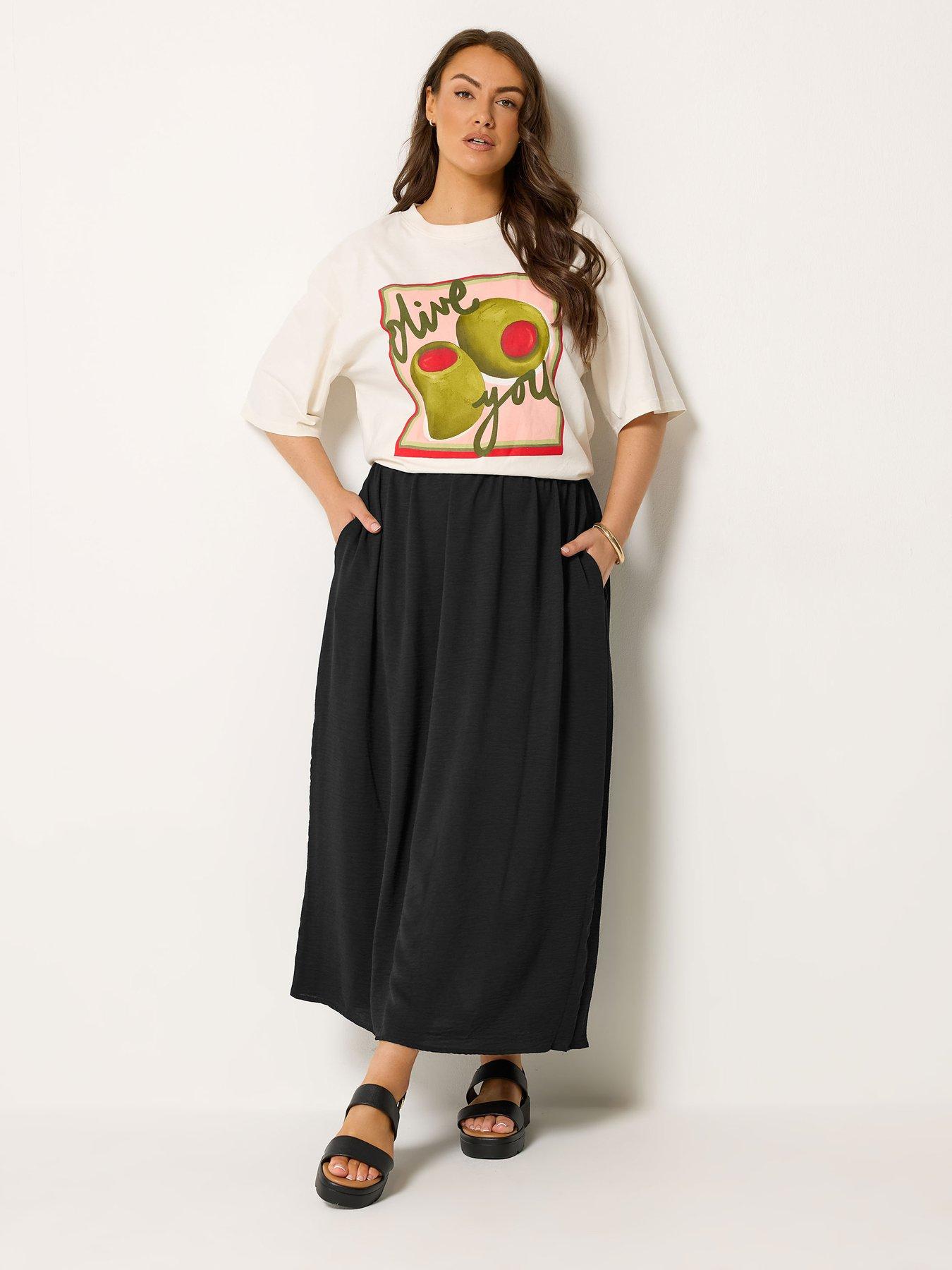 Image 3 of 5 of Yours Curve Airflow Midi Skirt - Black