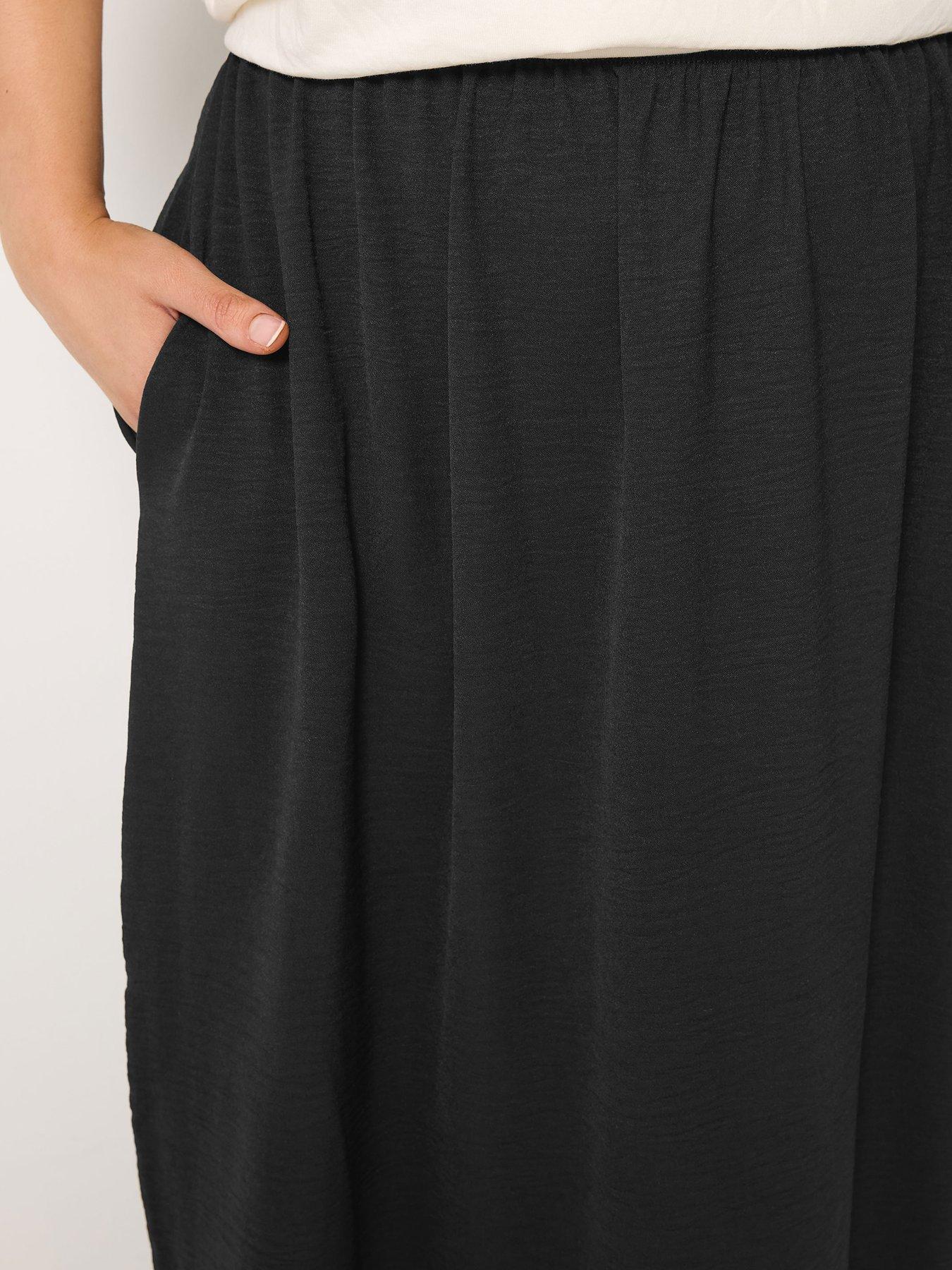Image 4 of 5 of Yours Curve Airflow Midi Skirt - Black